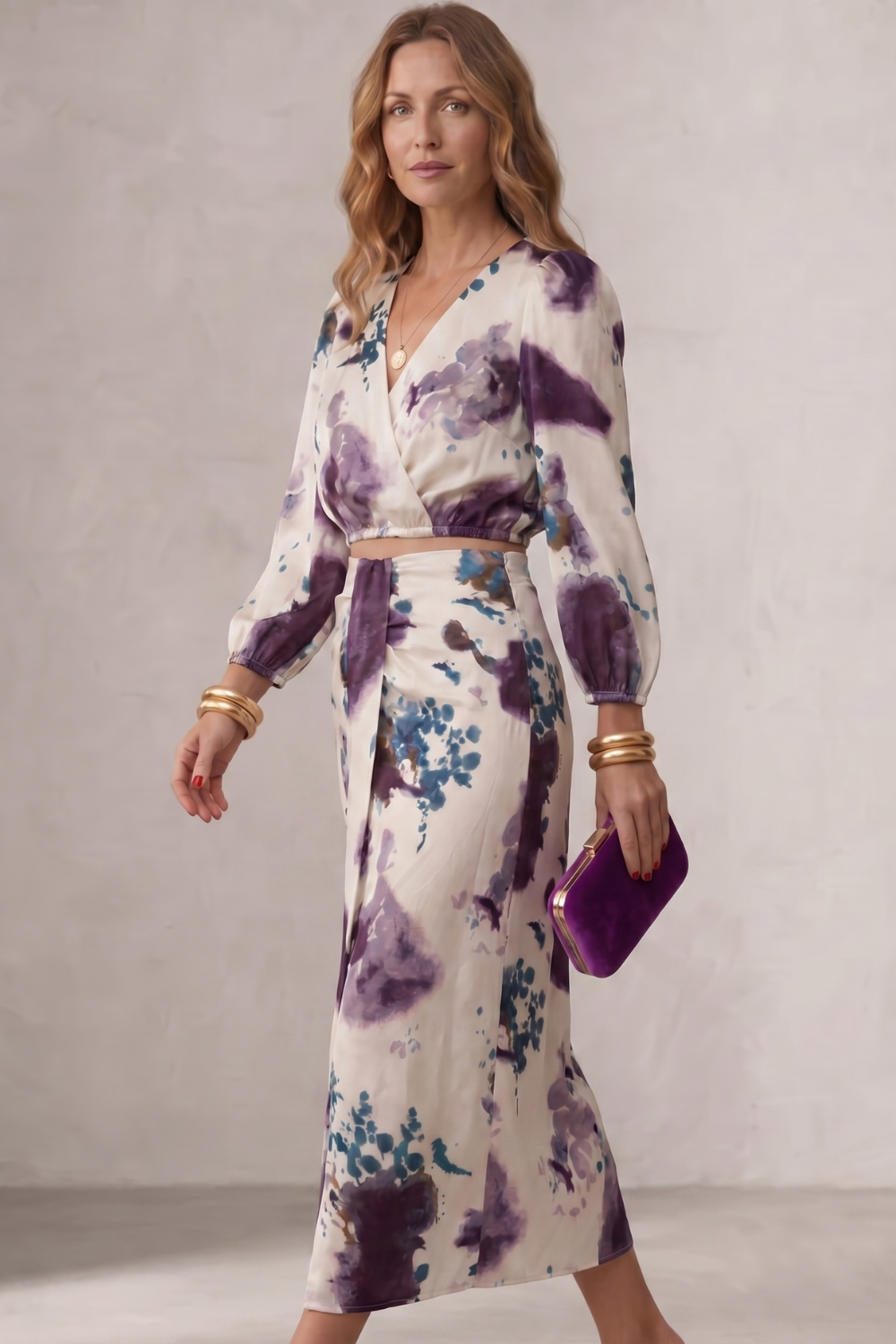 Violetta – Watercolour floral elegance – Blouse & skirt set-10765744537943-OLVIA ROSE LONDON