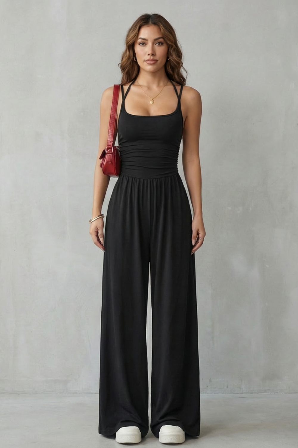 Lunarra – Double strap fit – Wide-leg jumpsuit-10510237008215-OLVIA ROSE LONDON