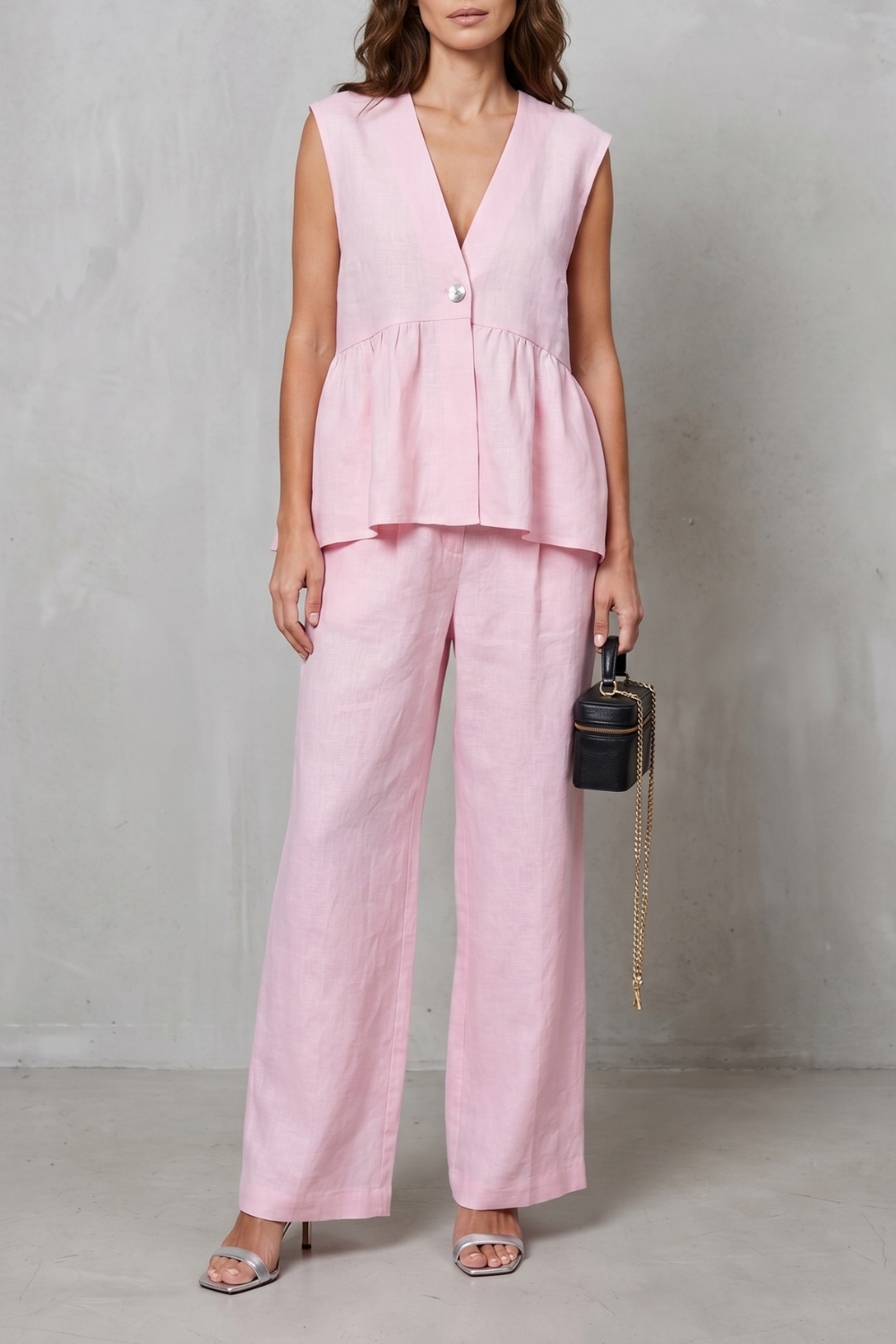 Lunessa – Soft peplum elegance – Two-piece trouser set-10911790203223-OLVIA ROSE LONDON