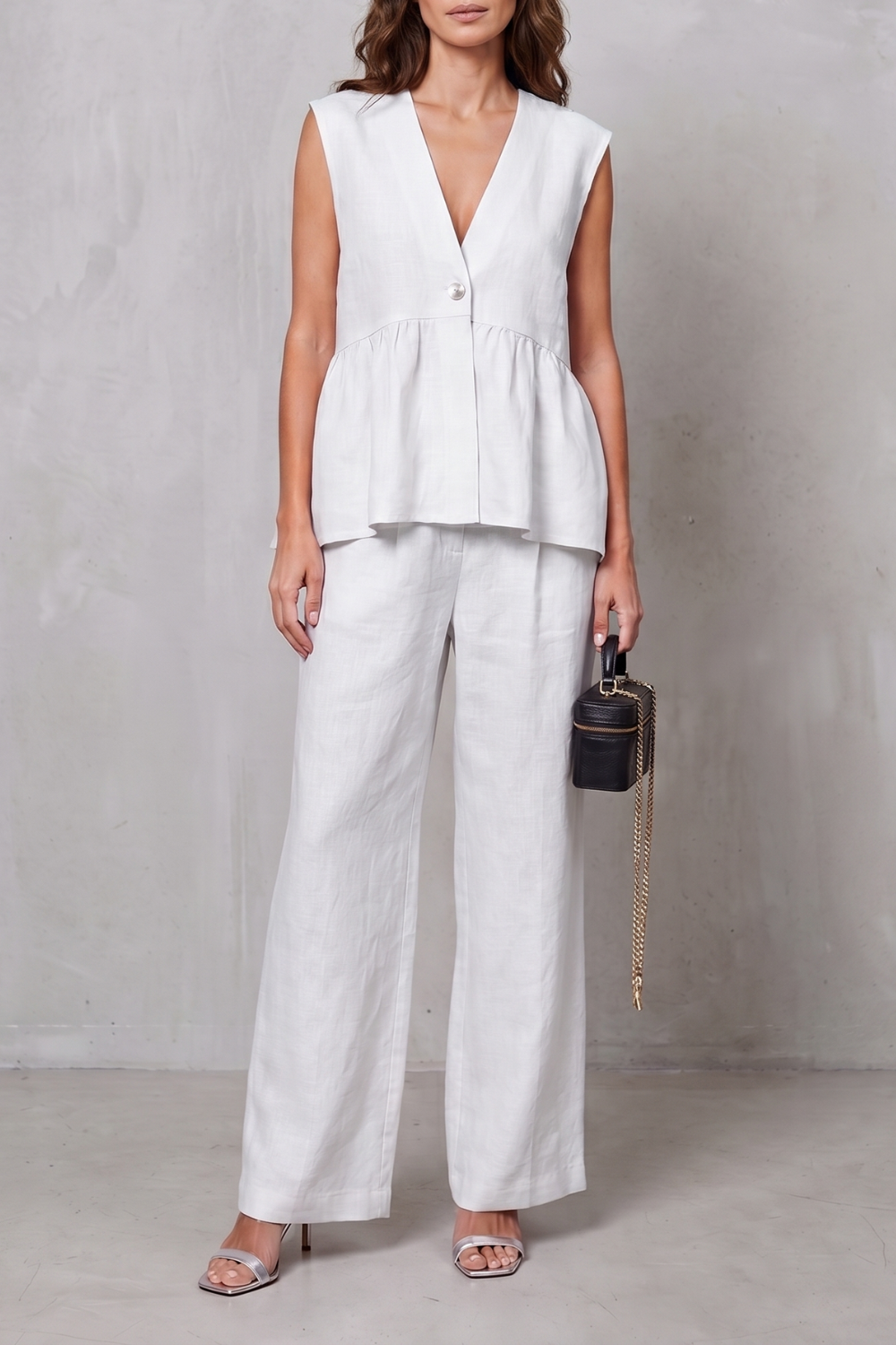 Lunessa – Soft peplum elegance – Two-piece trouser set-10911790203223-OLVIA ROSE LONDON