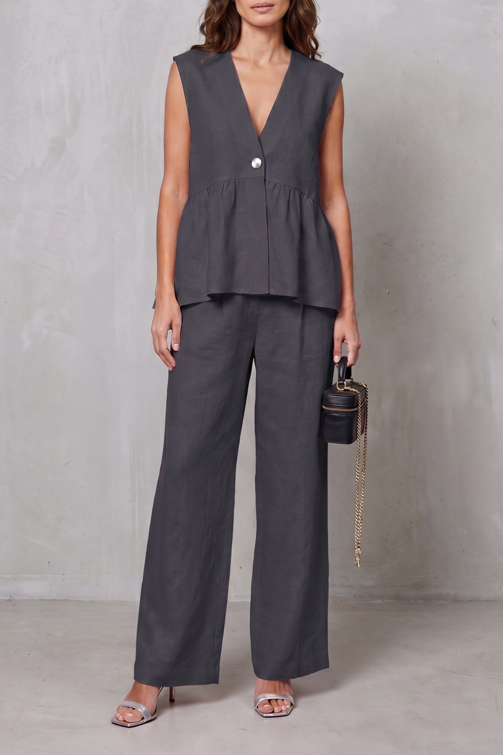 Lunessa – Soft peplum elegance – Two-piece trouser set-10911790203223-OLVIA ROSE LONDON