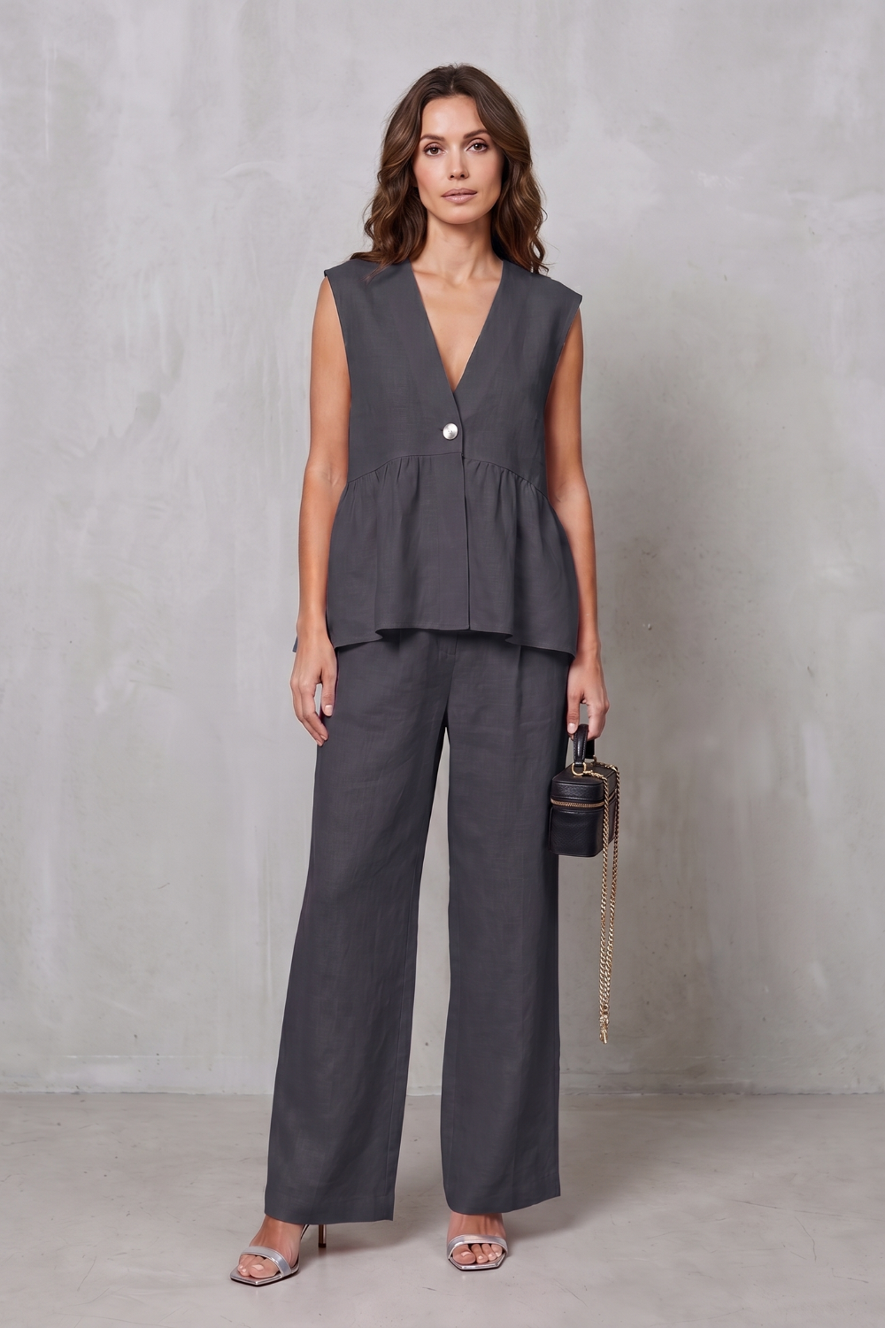 Lunessa – Soft peplum elegance – Two-piece trouser set-10911790203223-OLVIA ROSE LONDON