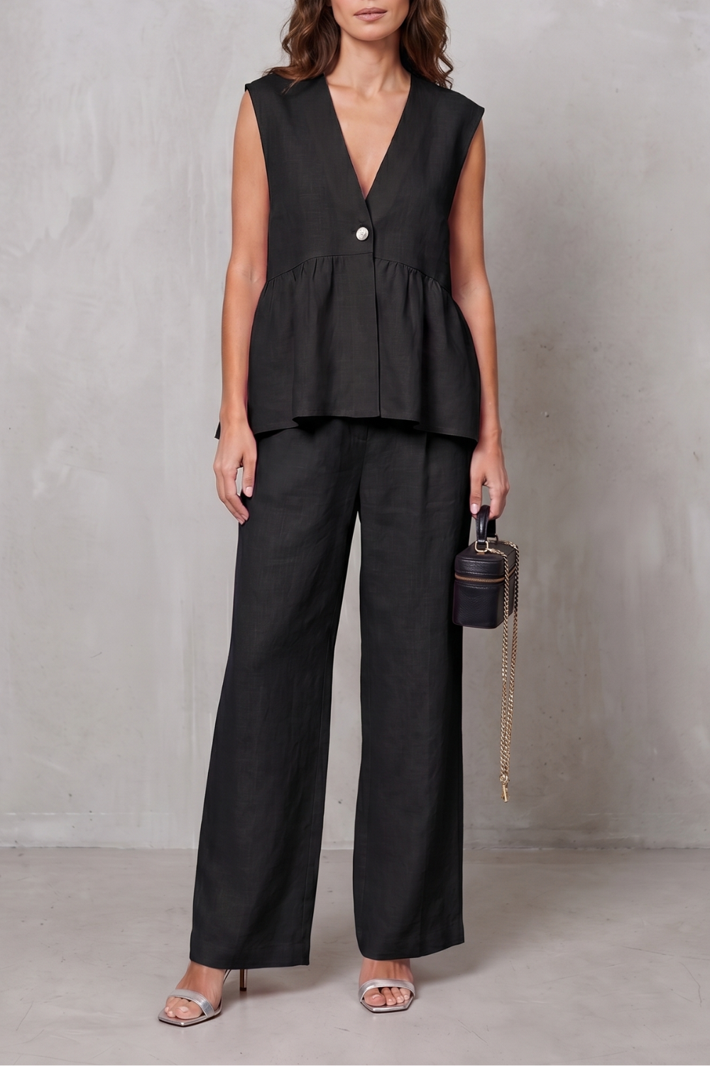 Lunessa – Soft peplum elegance – Two-piece trouser set-10911790203223-OLVIA ROSE LONDON
