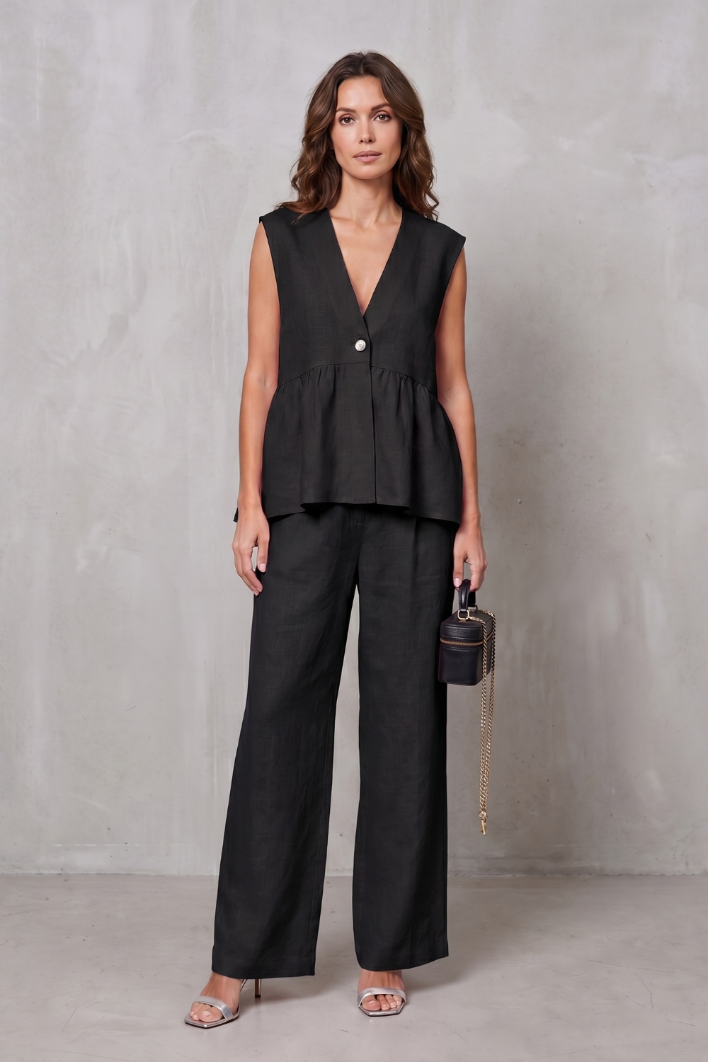 Lunessa – Soft peplum elegance – Two-piece trouser set-10911790203223-OLVIA ROSE LONDON
