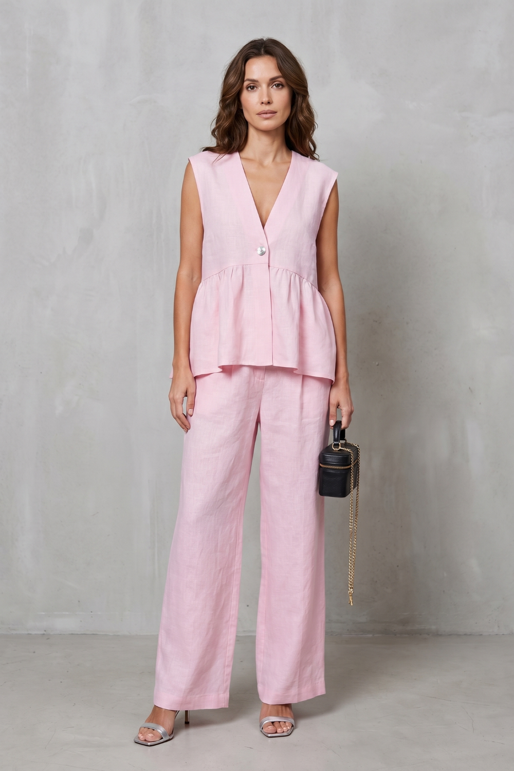 Lunessa – Soft peplum elegance – Two-piece trouser set-10911790203223-OLVIA ROSE LONDON