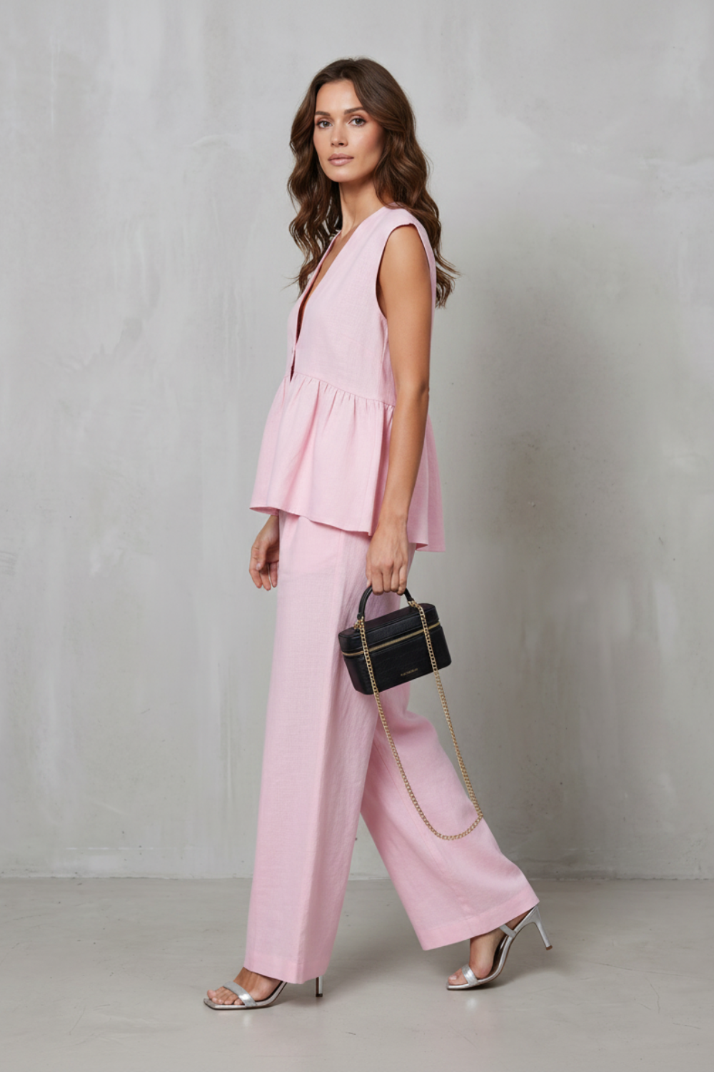 Lunessa – Soft peplum elegance – Two-piece trouser set-10911790203223-OLVIA ROSE LONDON