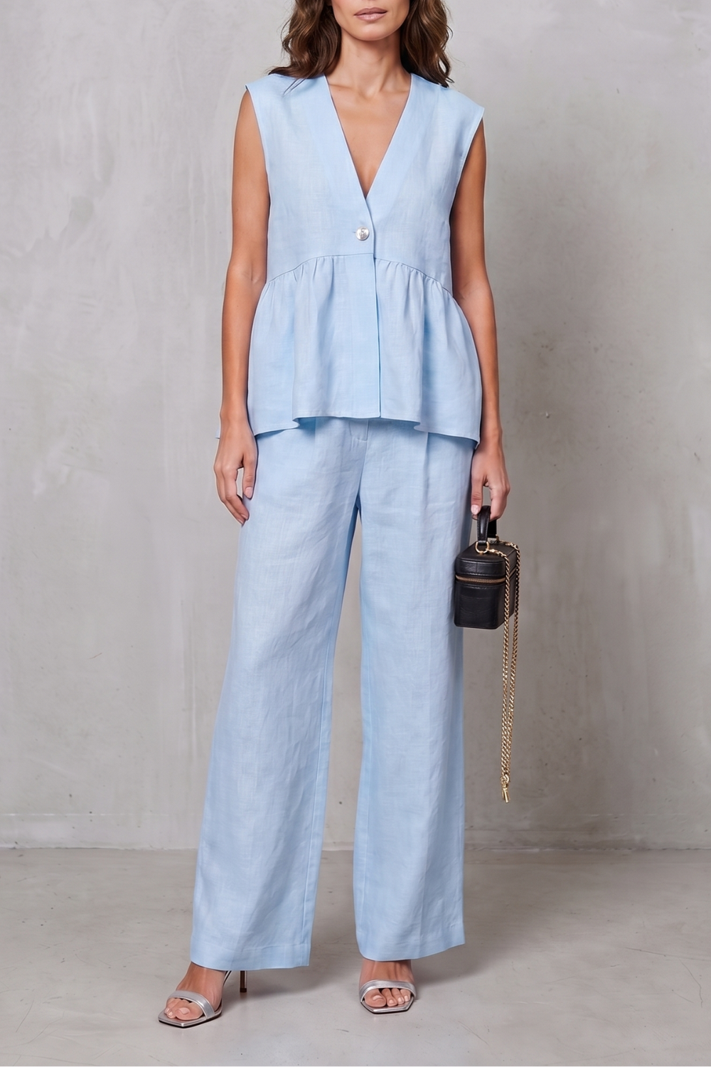 Lunessa – Soft peplum elegance – Two-piece trouser set-10911790203223-OLVIA ROSE LONDON