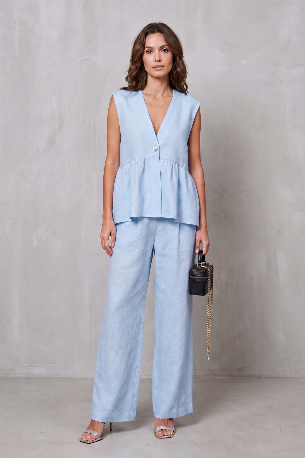 Lunessa – Soft peplum elegance – Two-piece trouser set-10911790203223-OLVIA ROSE LONDON