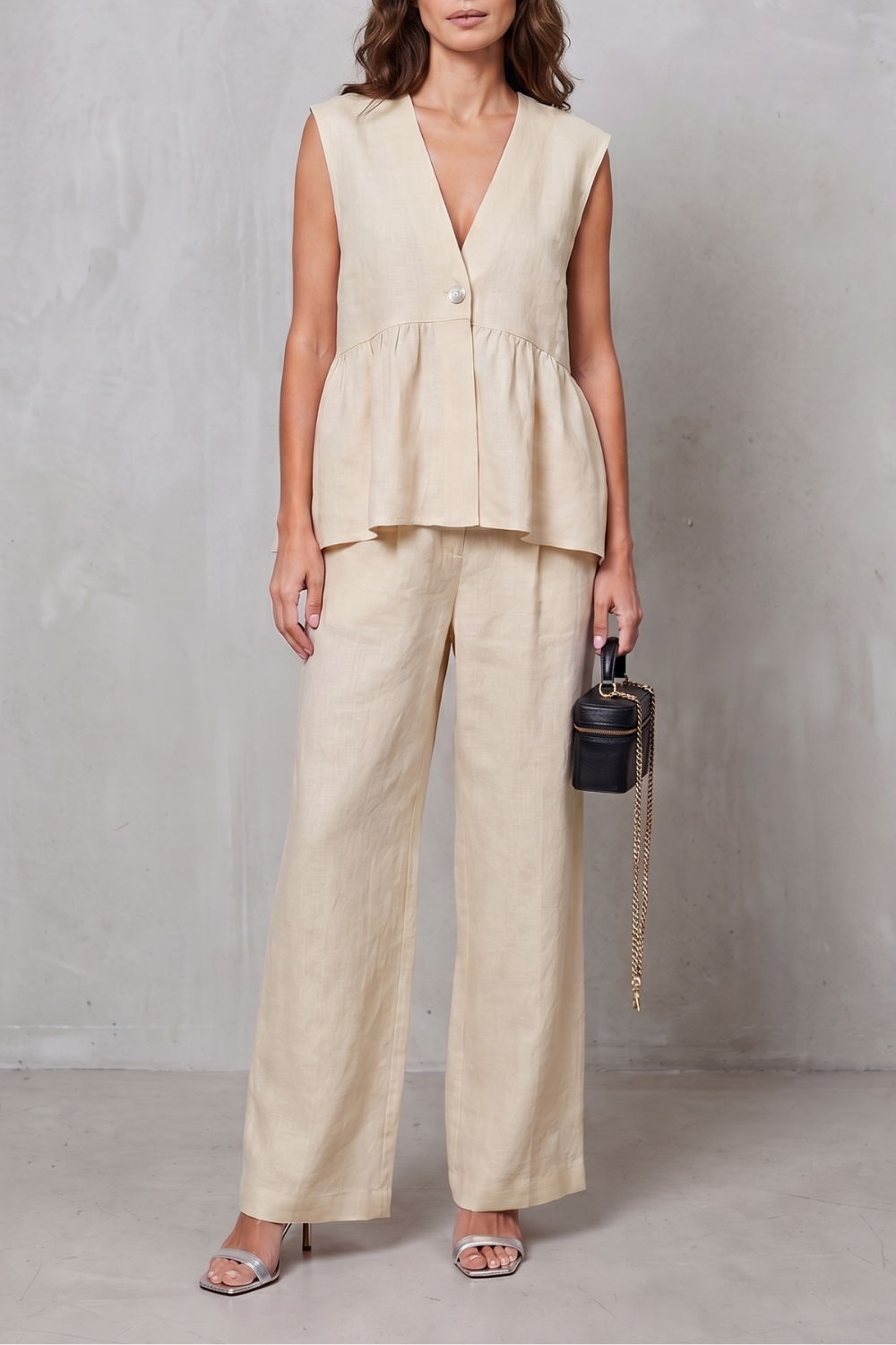 Lunessa – Soft peplum elegance – Two-piece trouser set-10911790203223-OLVIA ROSE LONDON
