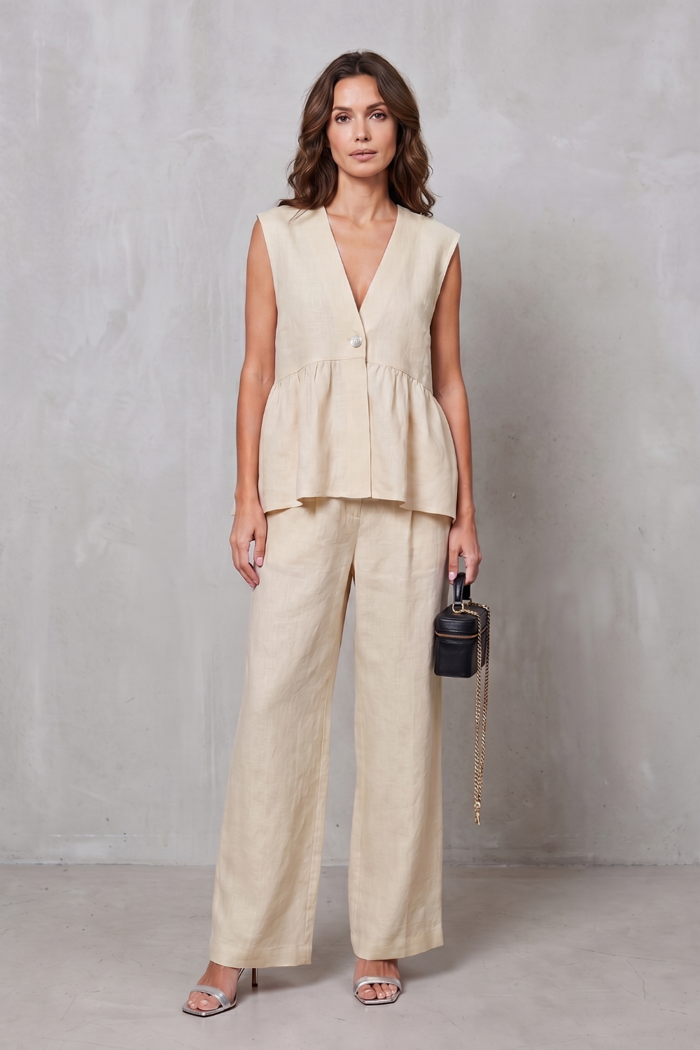 Lunessa – Soft peplum elegance – Two-piece trouser set-10911790203223-OLVIA ROSE LONDON