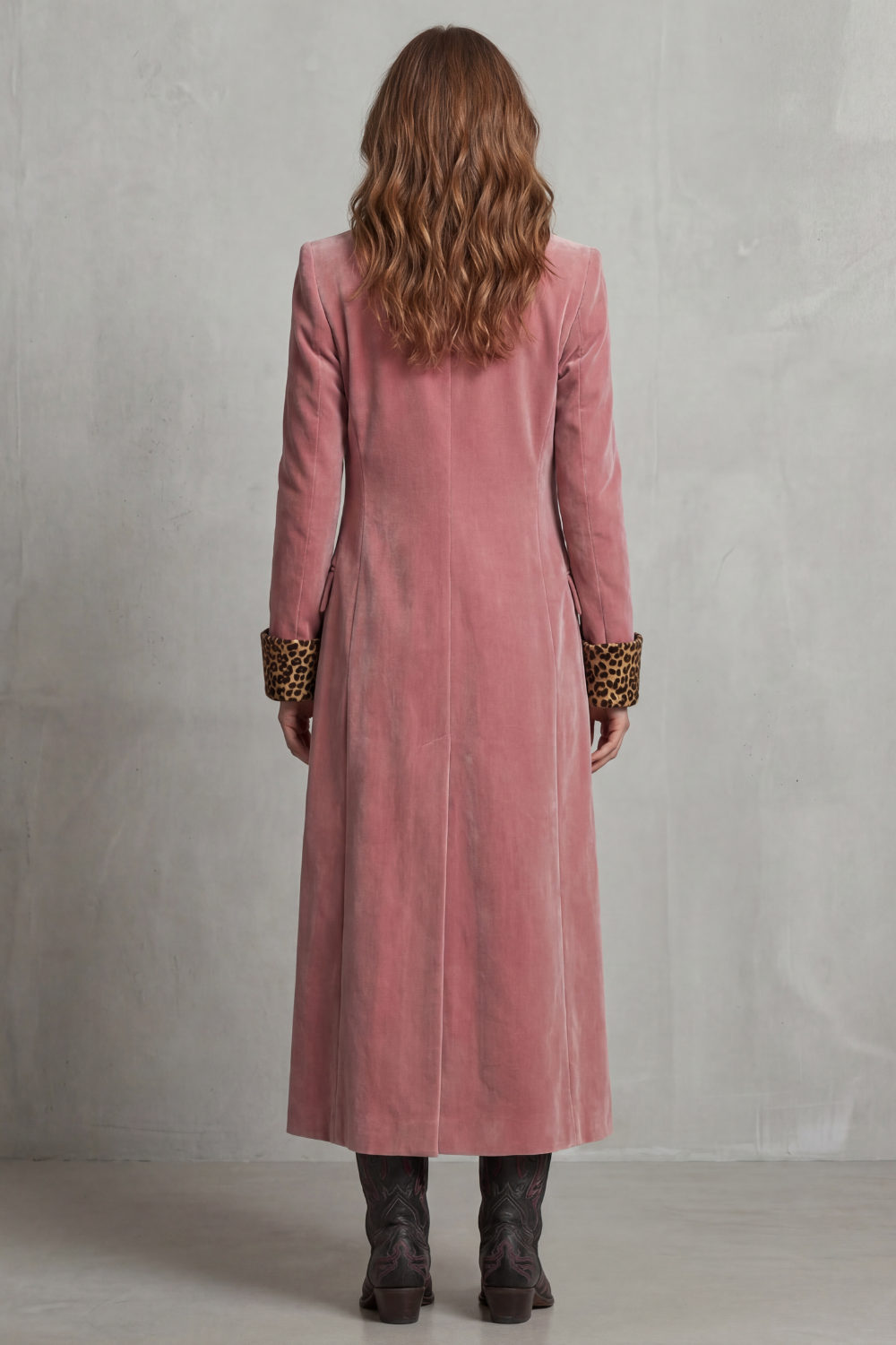 Lusavine – Leopard-lined velvet elegance – Long coat-10483590594903-OLVIA ROSE LONDON