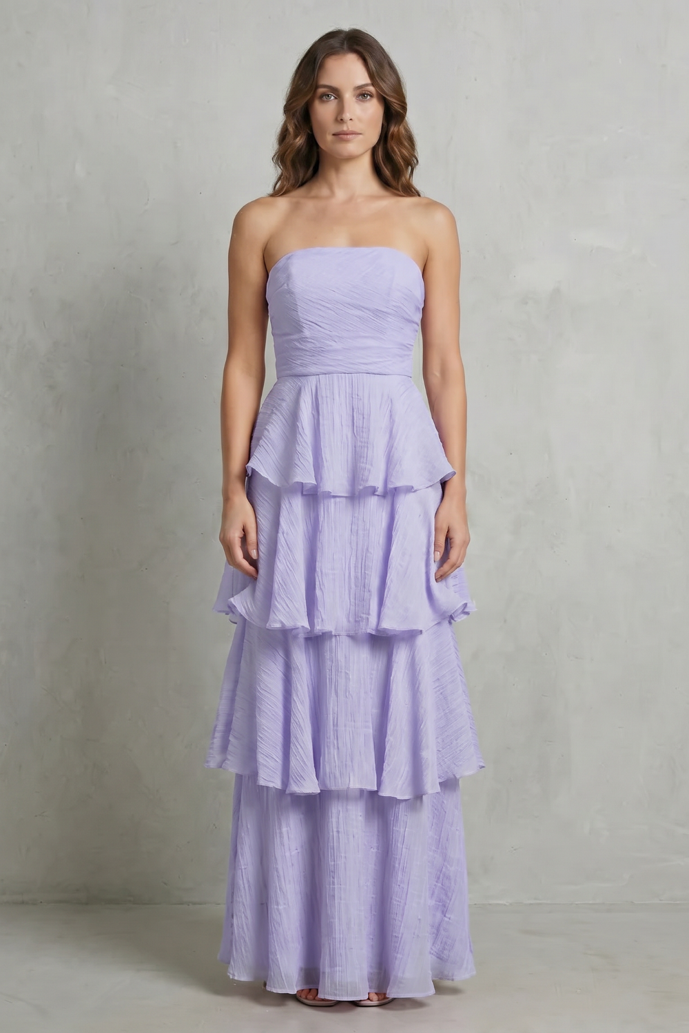 Margaret – Soft cascading layers – Strapless tiered maxi dress-10601526755671-OLVIA ROSE LONDON