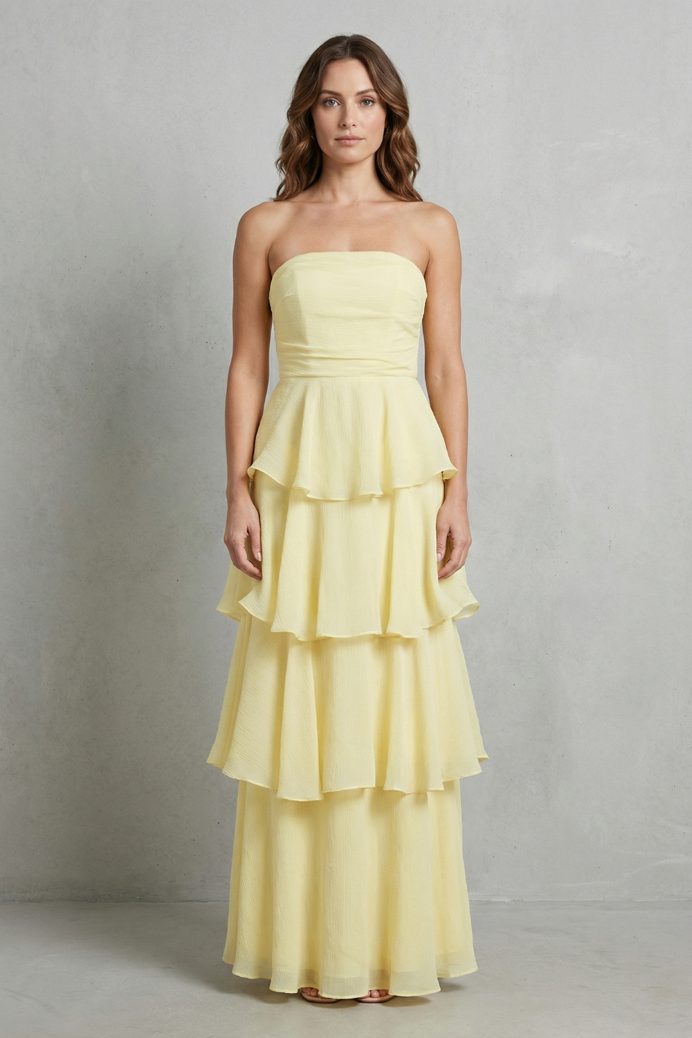 Margaret – Soft cascading layers – Strapless tiered maxi dress-10601526755671-OLVIA ROSE LONDON
