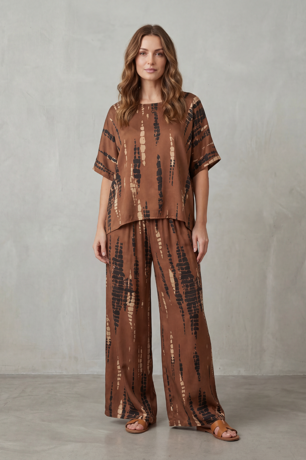 Marie – Abstract Print Detail – Wide-Leg Lounge Set-10490775208279-OLVIA ROSE LONDON