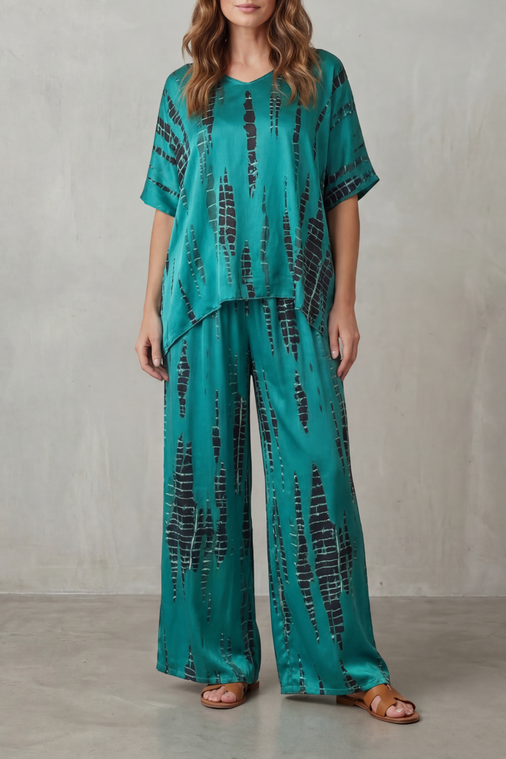 Marie – Abstract Print Detail – Wide-Leg Lounge Set-10490775208279-OLVIA ROSE LONDON