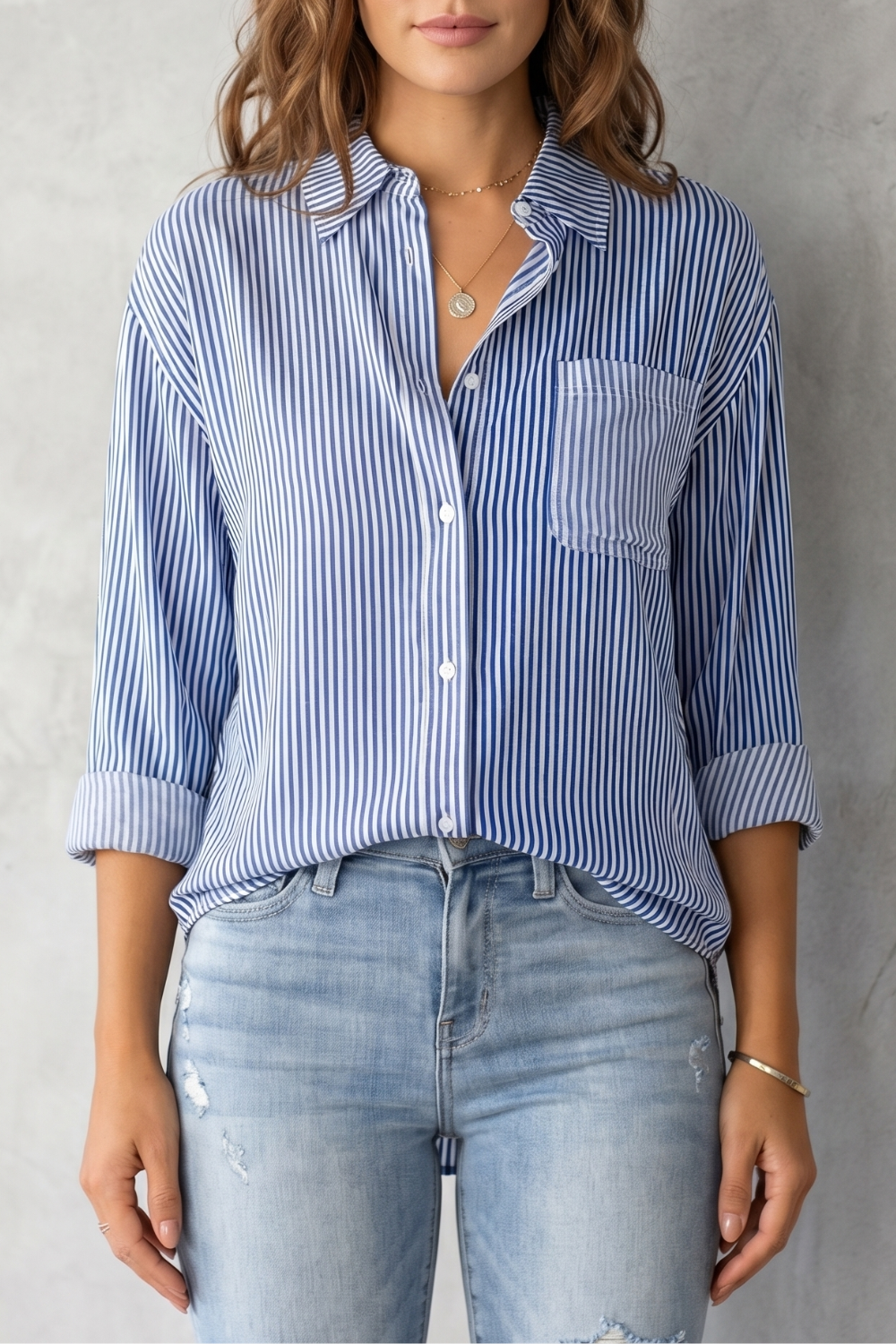 Marinelle – Classic striped pattern – Button-up shirt-10757700583767-OLVIA ROSE LONDON