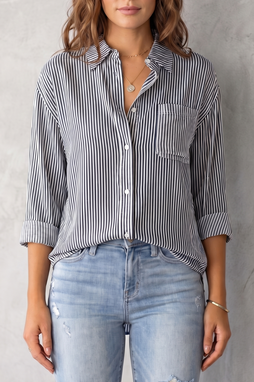 Marinelle – Classic striped pattern – Button-up shirt-10757700583767-OLVIA ROSE LONDON