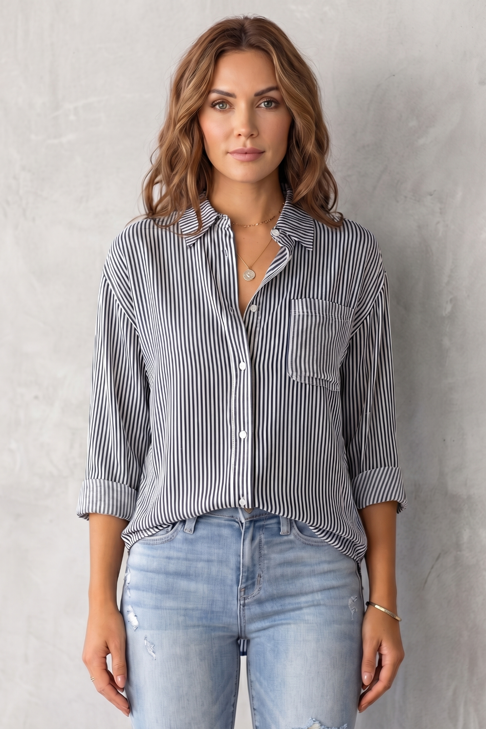Marinelle – Classic striped pattern – Button-up shirt-10757700583767-OLVIA ROSE LONDON