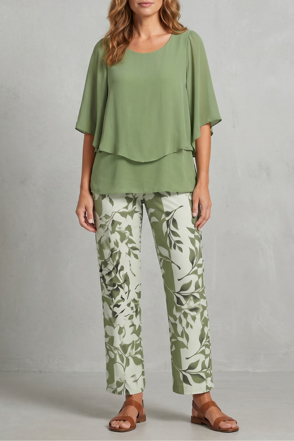 Mariselle – Botanical print elegance – Two-piece trouser set-10911809044823-OLVIA ROSE LONDON