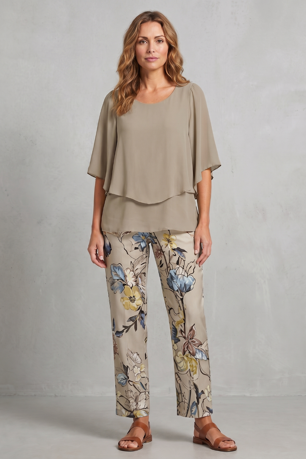 Mariselle – Botanical print elegance – Two-piece trouser set-10911809044823-OLVIA ROSE LONDON
