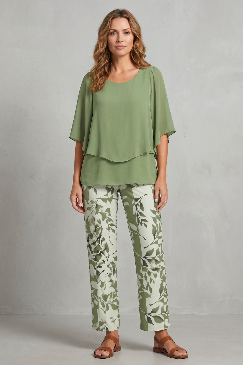 Mariselle – Botanical print elegance – Two-piece trouser set-10911809044823-OLVIA ROSE LONDON