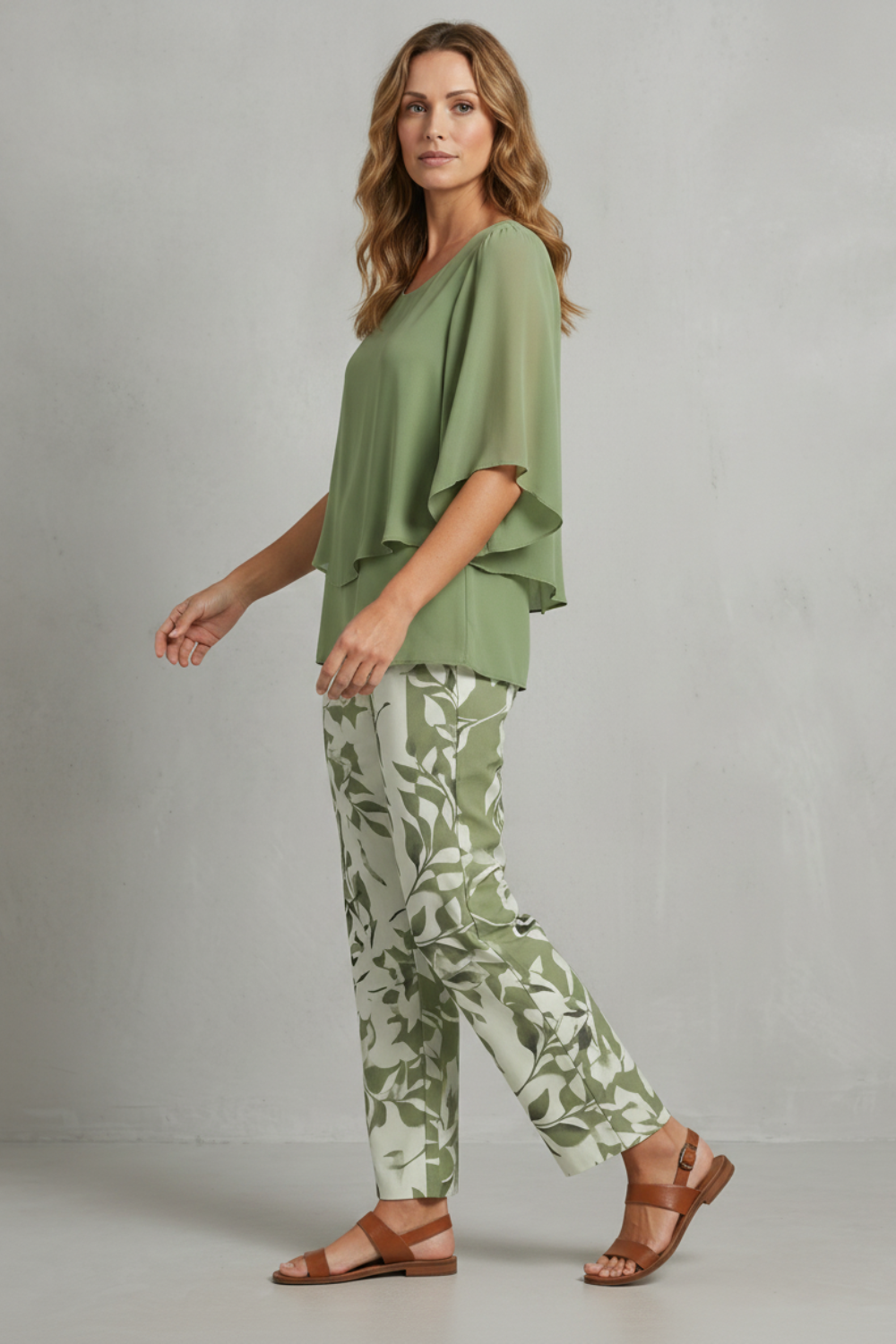 Mariselle – Botanical print elegance – Two-piece trouser set-10911809044823-OLVIA ROSE LONDON