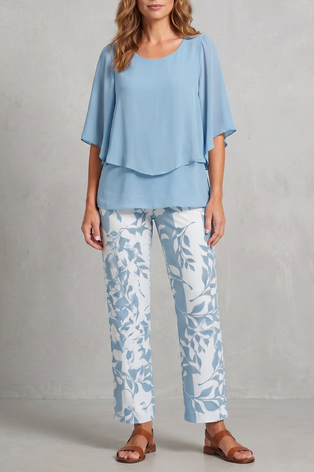 Mariselle – Botanical print elegance – Two-piece trouser set-10911809044823-OLVIA ROSE LONDON