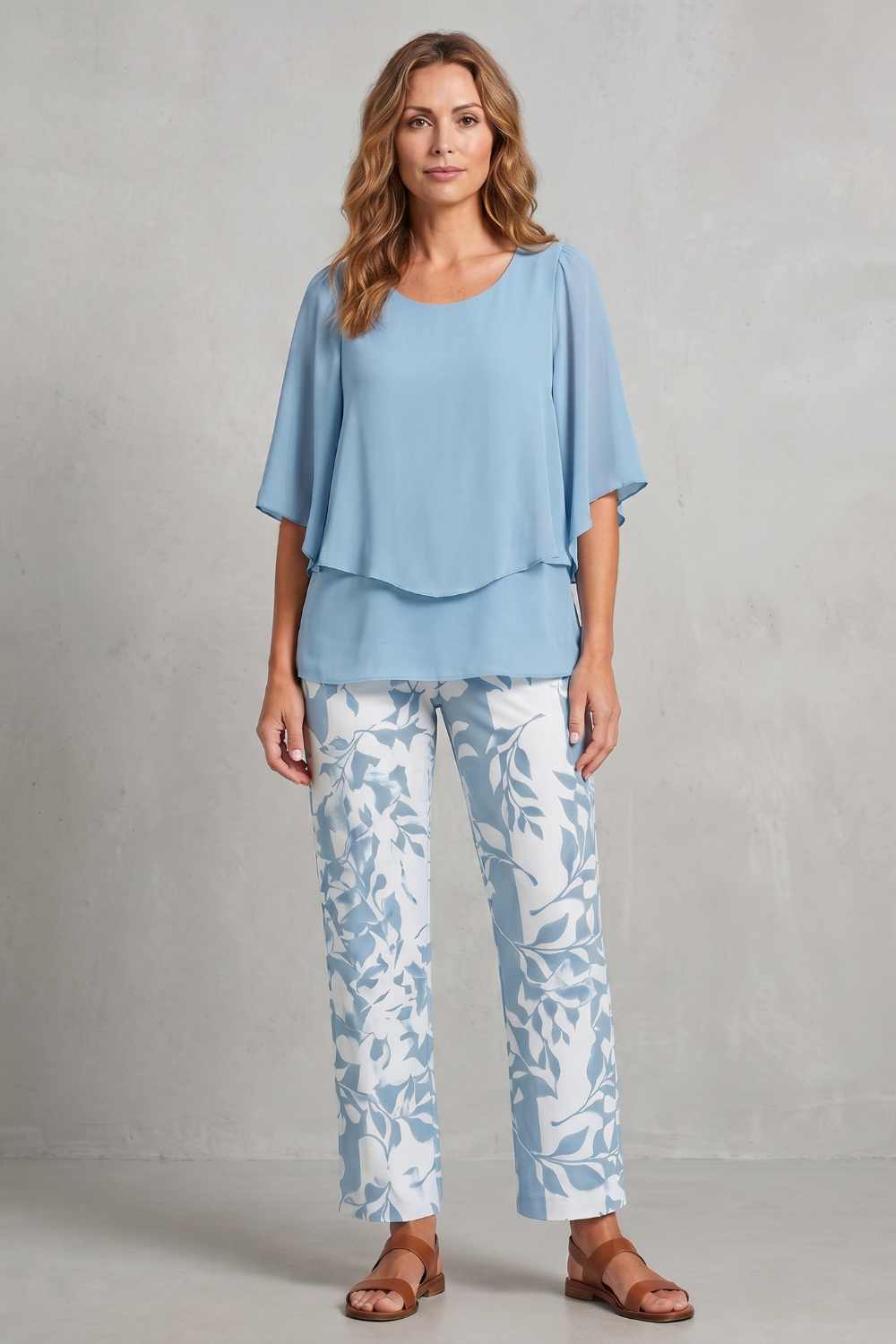 Mariselle – Botanical print elegance – Two-piece trouser set-10911809044823-OLVIA ROSE LONDON