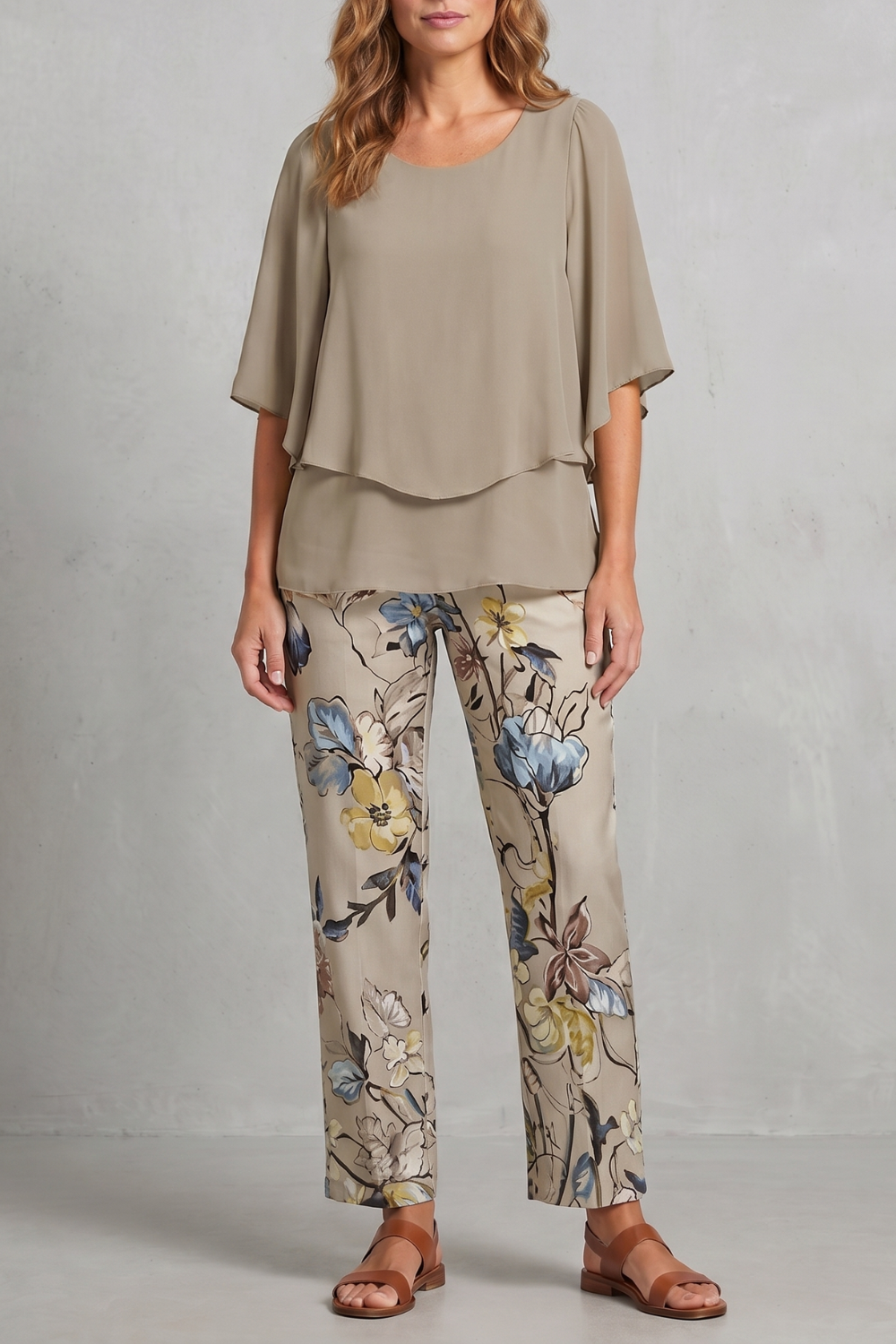 Mariselle – Botanical print elegance – Two-piece trouser set-10911809044823-OLVIA ROSE LONDON