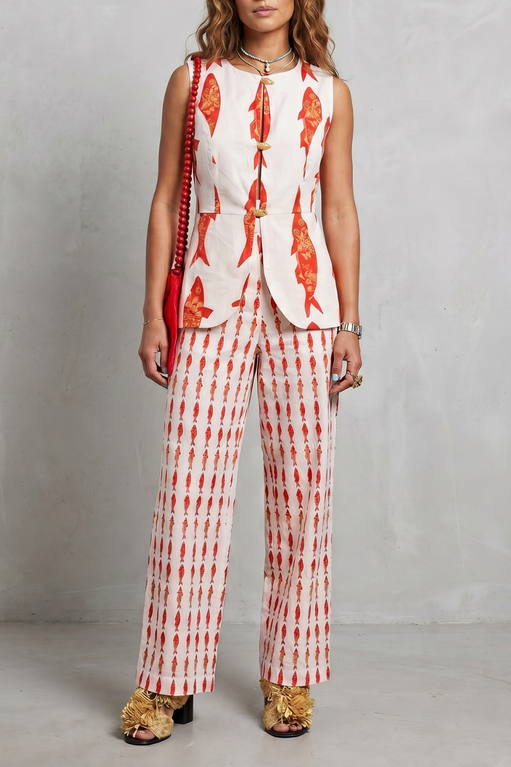 Mariselle – Coastal print sophistication – Trouser set-10914655764823-OLVIA ROSE LONDON