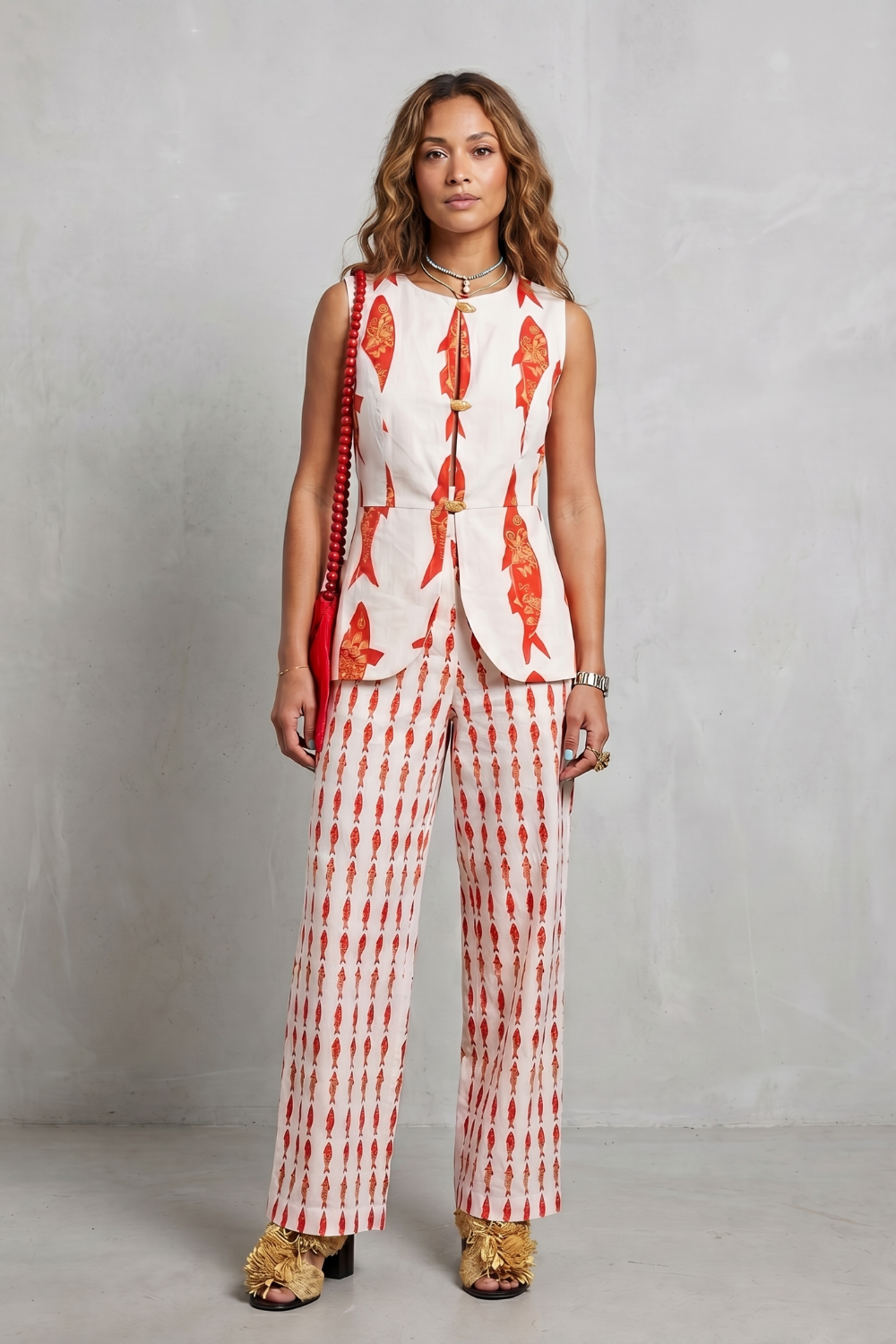 Mariselle – Coastal print sophistication – Trouser set-10914655764823-OLVIA ROSE LONDON