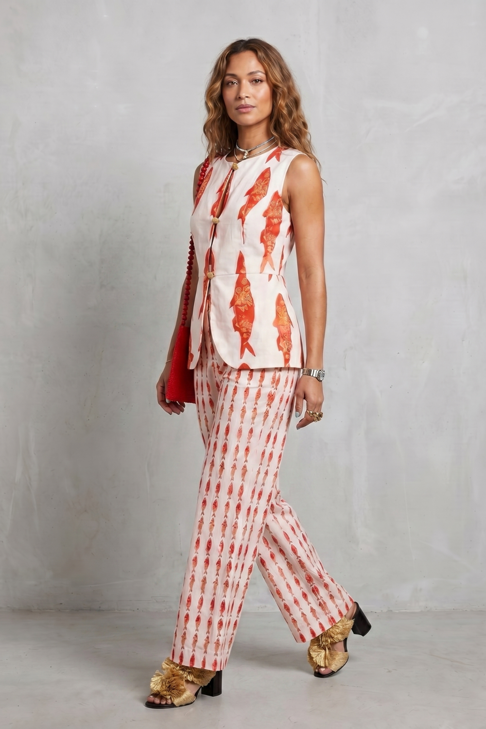 Mariselle – Coastal print sophistication – Trouser set-10914655764823-OLVIA ROSE LONDON