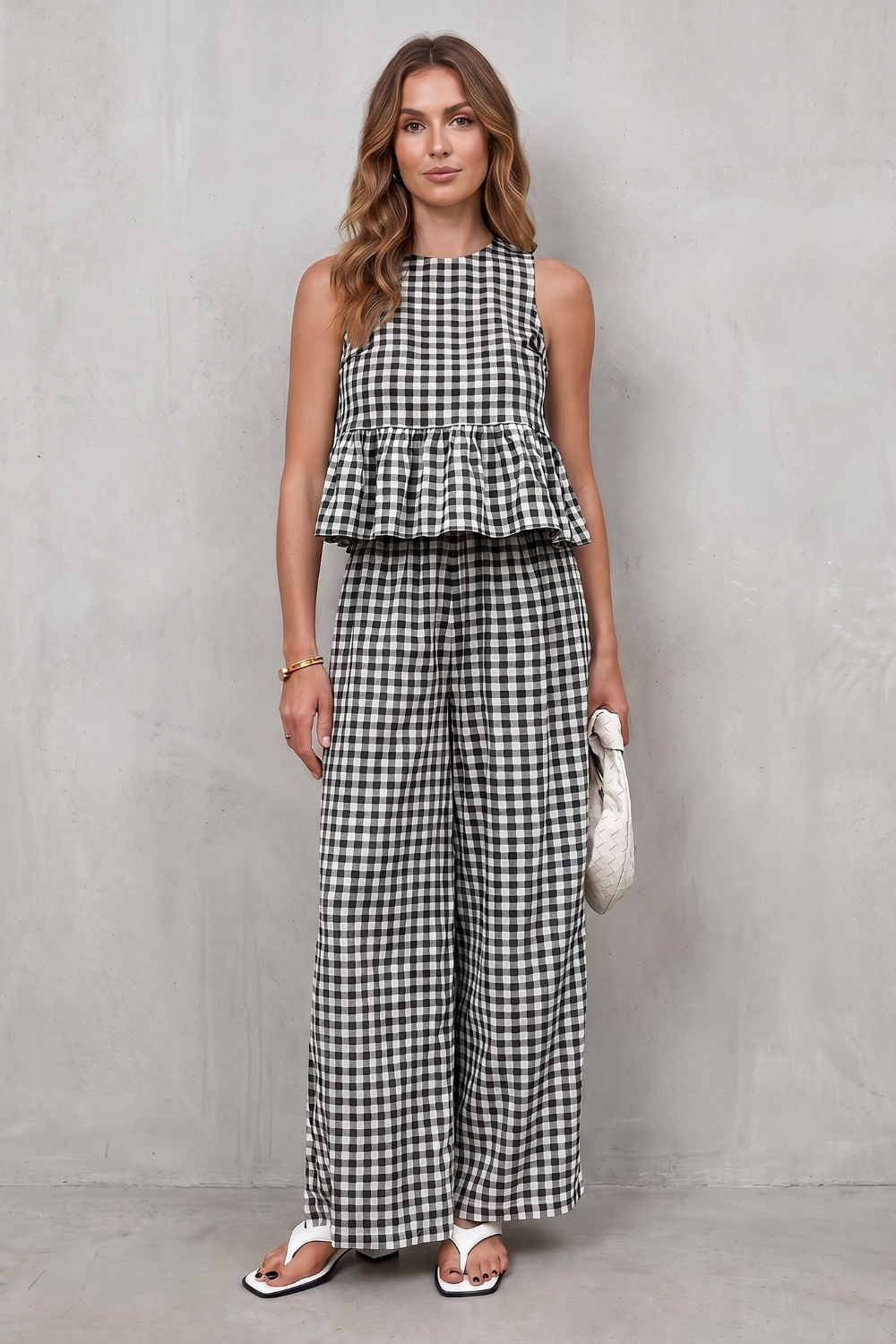 Marivelle – Charming gingham pattern – Two-piece trouser set-10911111610711-OLVIA ROSE LONDON