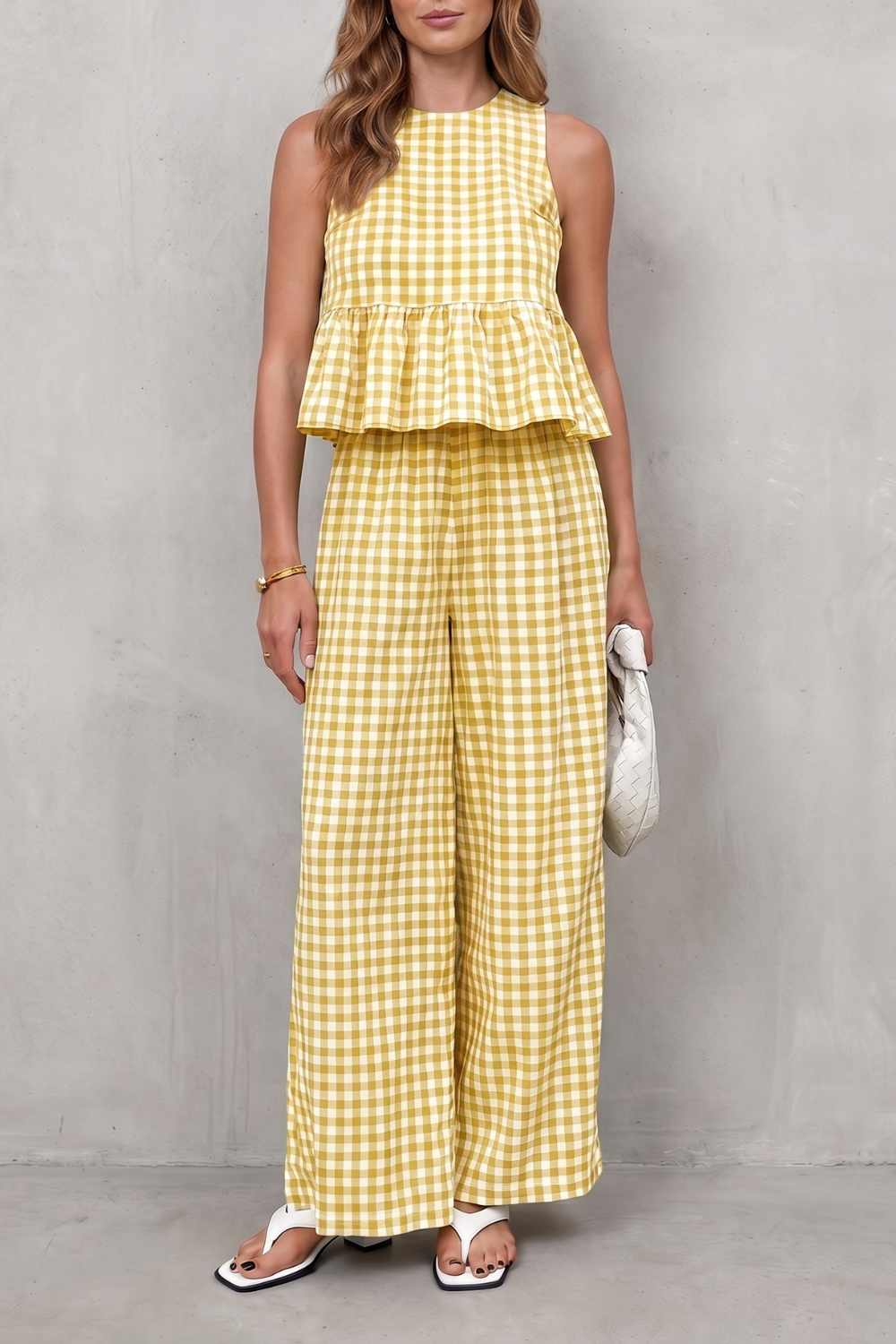 Marivelle – Charming gingham pattern – Two-piece trouser set-10911111610711-OLVIA ROSE LONDON