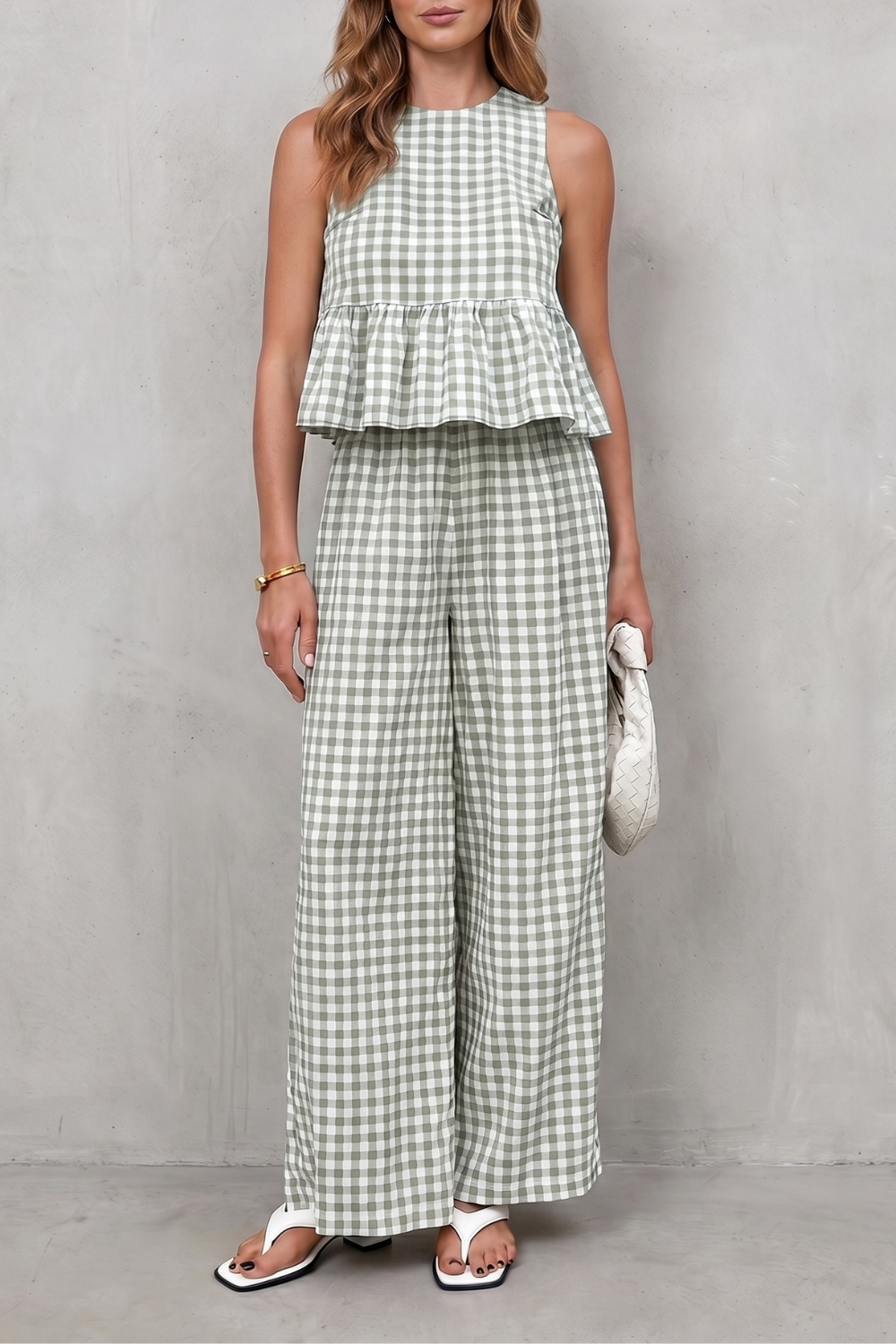 Marivelle – Charming gingham pattern – Two-piece trouser set-10911111610711-OLVIA ROSE LONDON