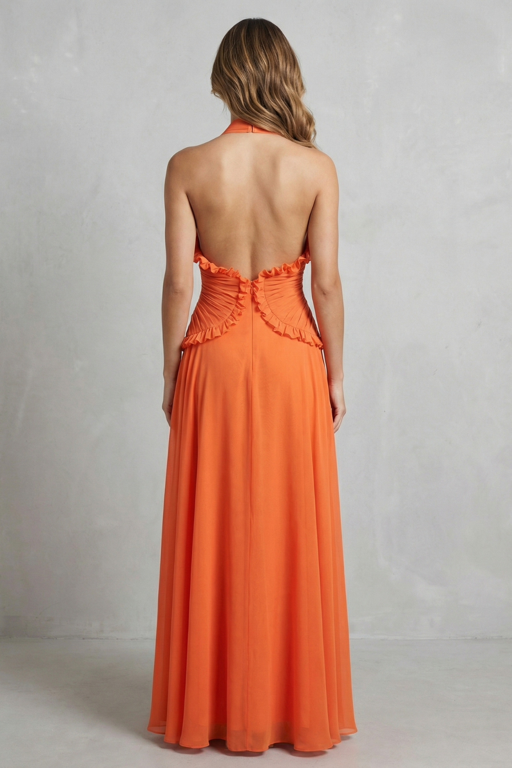 Marlowe – Sunset romance – Women’s Halter Ruffle A-Line Maxi Dress-10598813925719-OLVIA ROSE LONDON