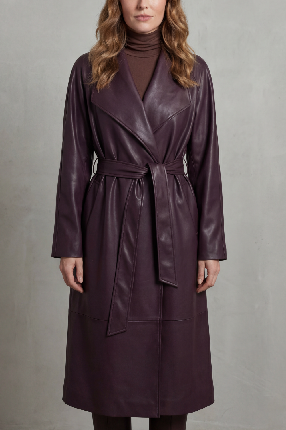 Marzienne – Waist-cinching silhouette – Faux leather trench coat-10482610504023-OLVIA ROSE LONDON