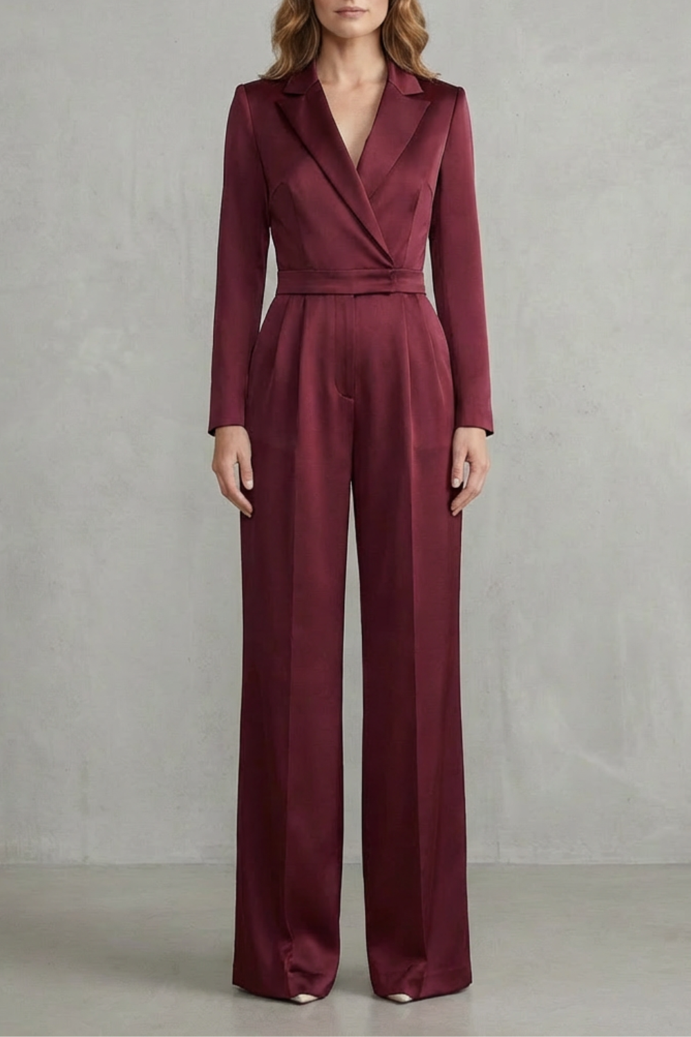 Meilun – Slant-breasted Mid-waist Pantsuit – Elegant Commuter Jumpsuit-10510504657239-OLVIA ROSE LONDON