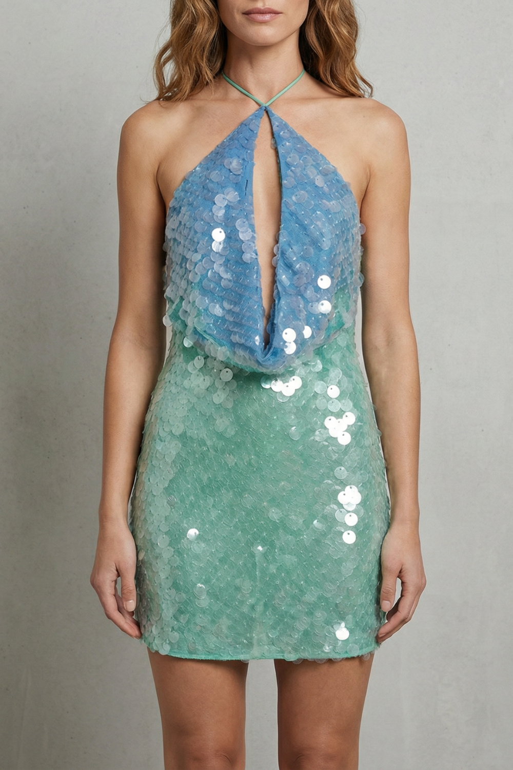 Molvina – Ocean shimmer fade – Halter sequin mini dress-10601526559063-OLVIA ROSE LONDON