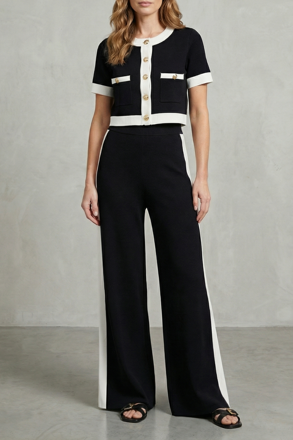 Montrielle – Contrast trim elegance – Two piece set-10644332740951-OLVIA ROSE LONDON