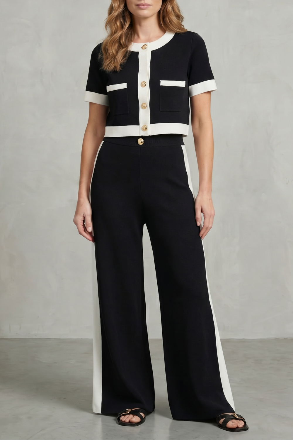 Montrielle – Contrast trim elegance – Two piece set-10644332740951-OLVIA ROSE LONDON