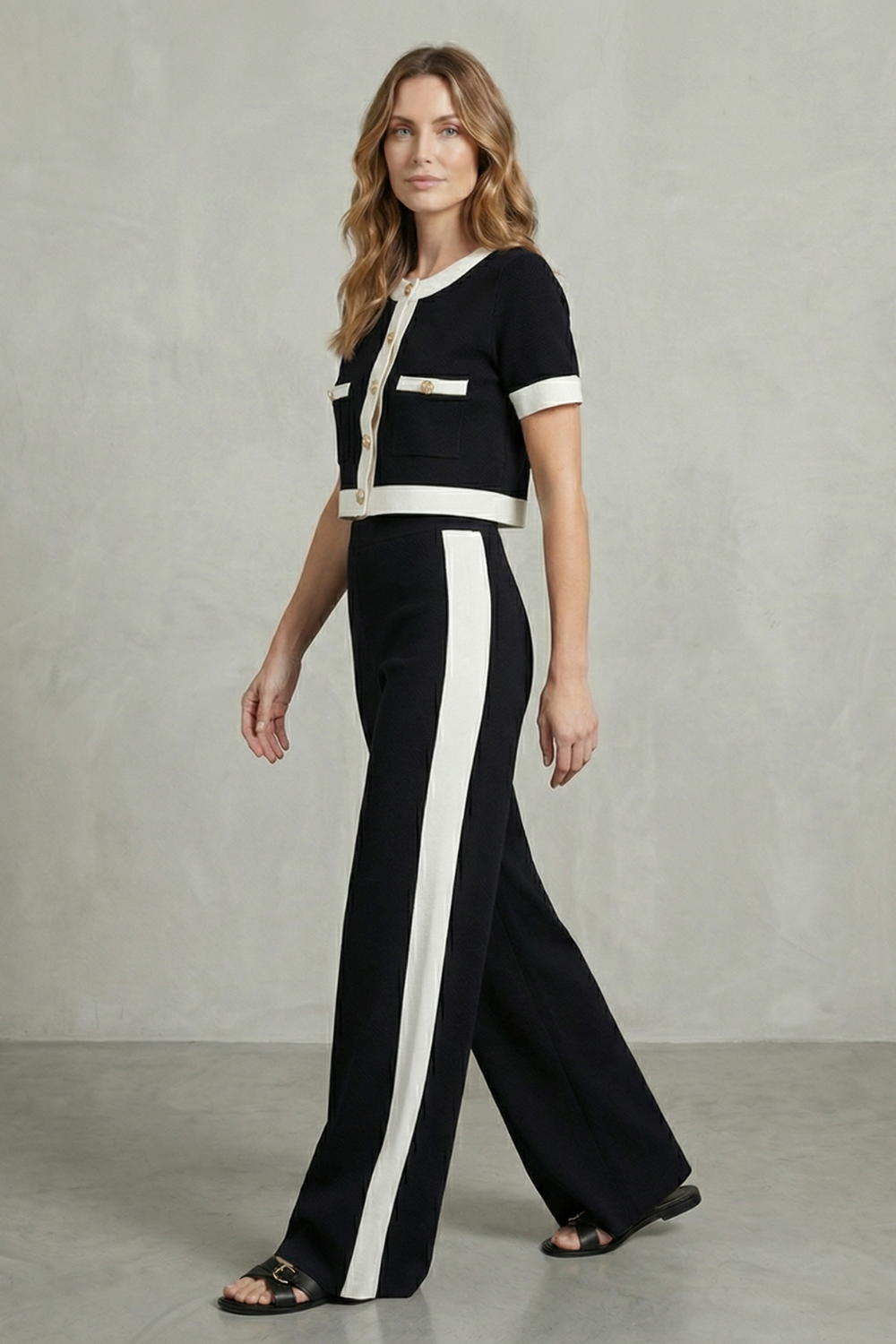 Montrielle – Contrast trim elegance – Two piece set-10644332740951-OLVIA ROSE LONDON