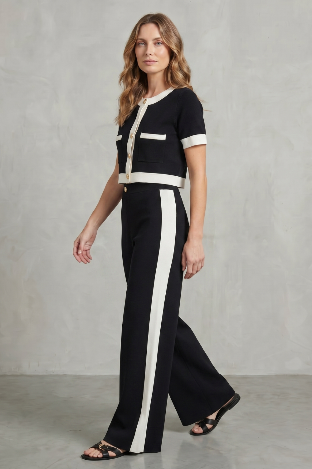 Montrielle – Contrast trim elegance – Two piece set-10644332740951-OLVIA ROSE LONDON