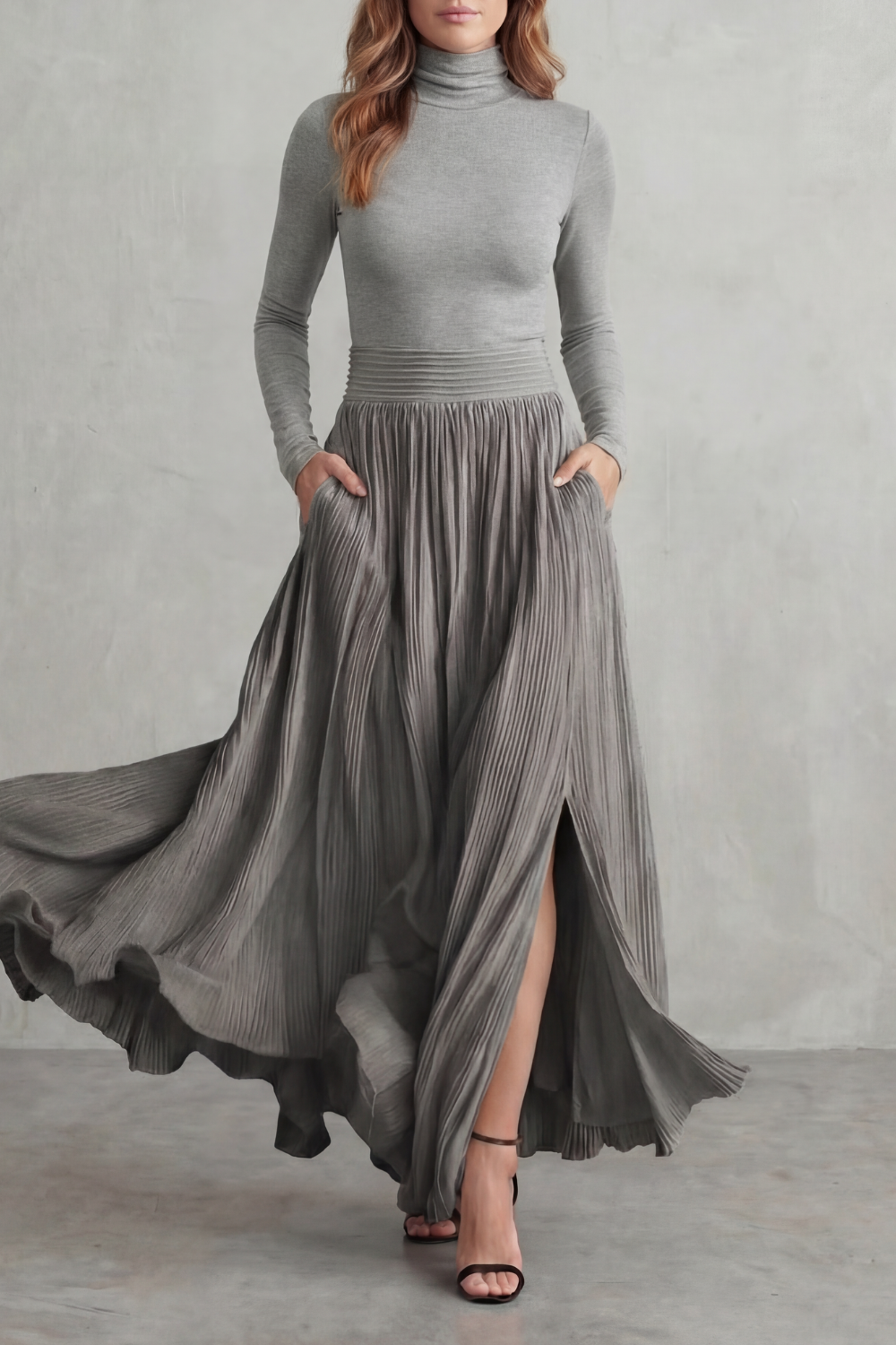 Neravelle – Pleated flow silhouette – Two-piece turtleneck set-10434809364823-OLVIA ROSE LONDON