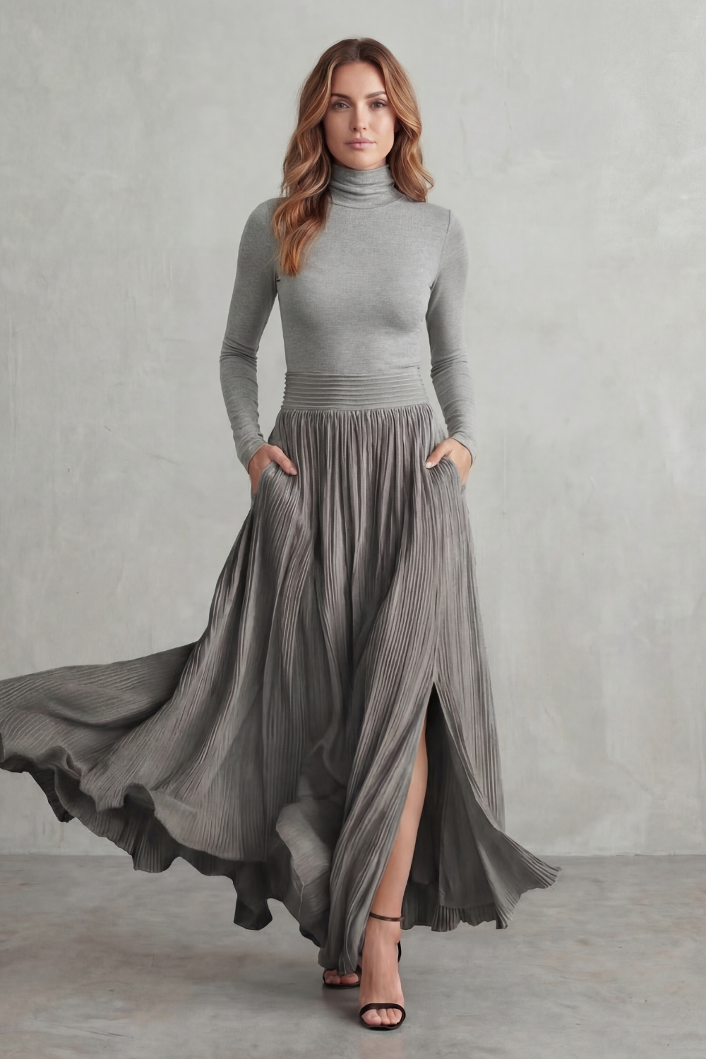 Neravelle – Pleated flow silhouette – Two-piece turtleneck set-10434809364823-OLVIA ROSE LONDON