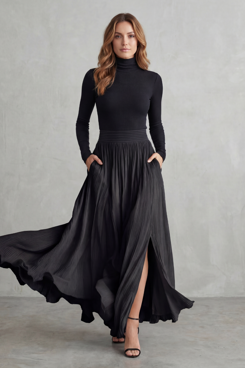 Neravelle – Pleated flow silhouette – Two-piece turtleneck set-10434809364823-OLVIA ROSE LONDON