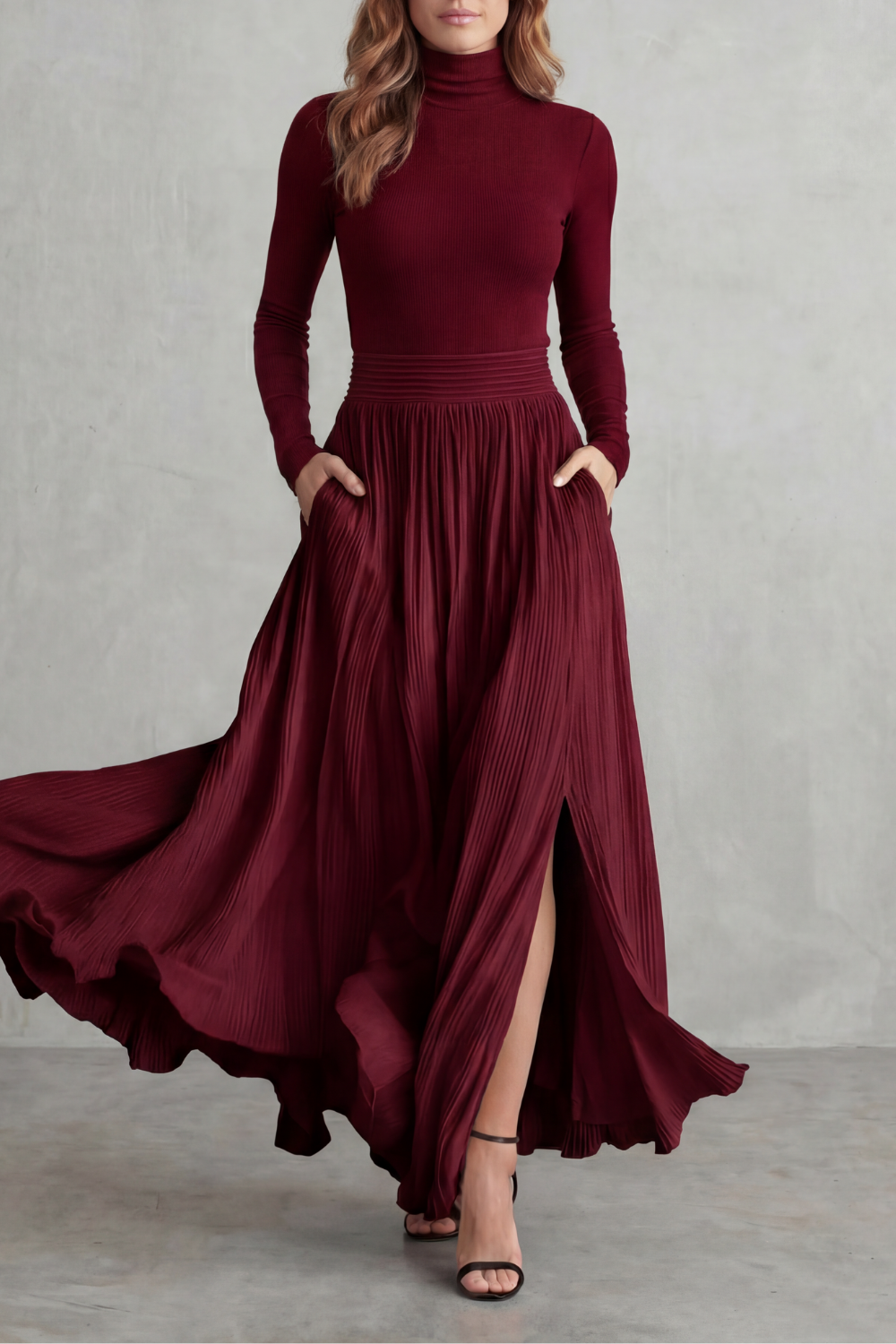 Neravelle – Pleated flow silhouette – Two-piece turtleneck set-10434809364823-OLVIA ROSE LONDON