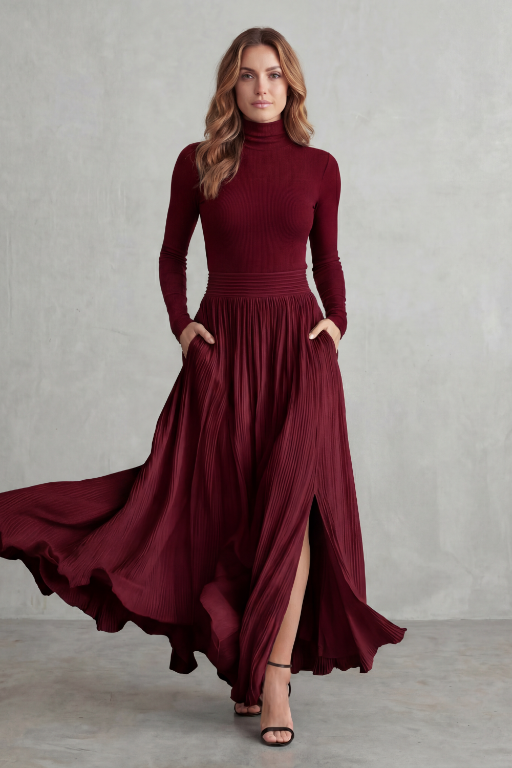 Neravelle – Pleated flow silhouette – Two-piece turtleneck set-10434809364823-OLVIA ROSE LONDON