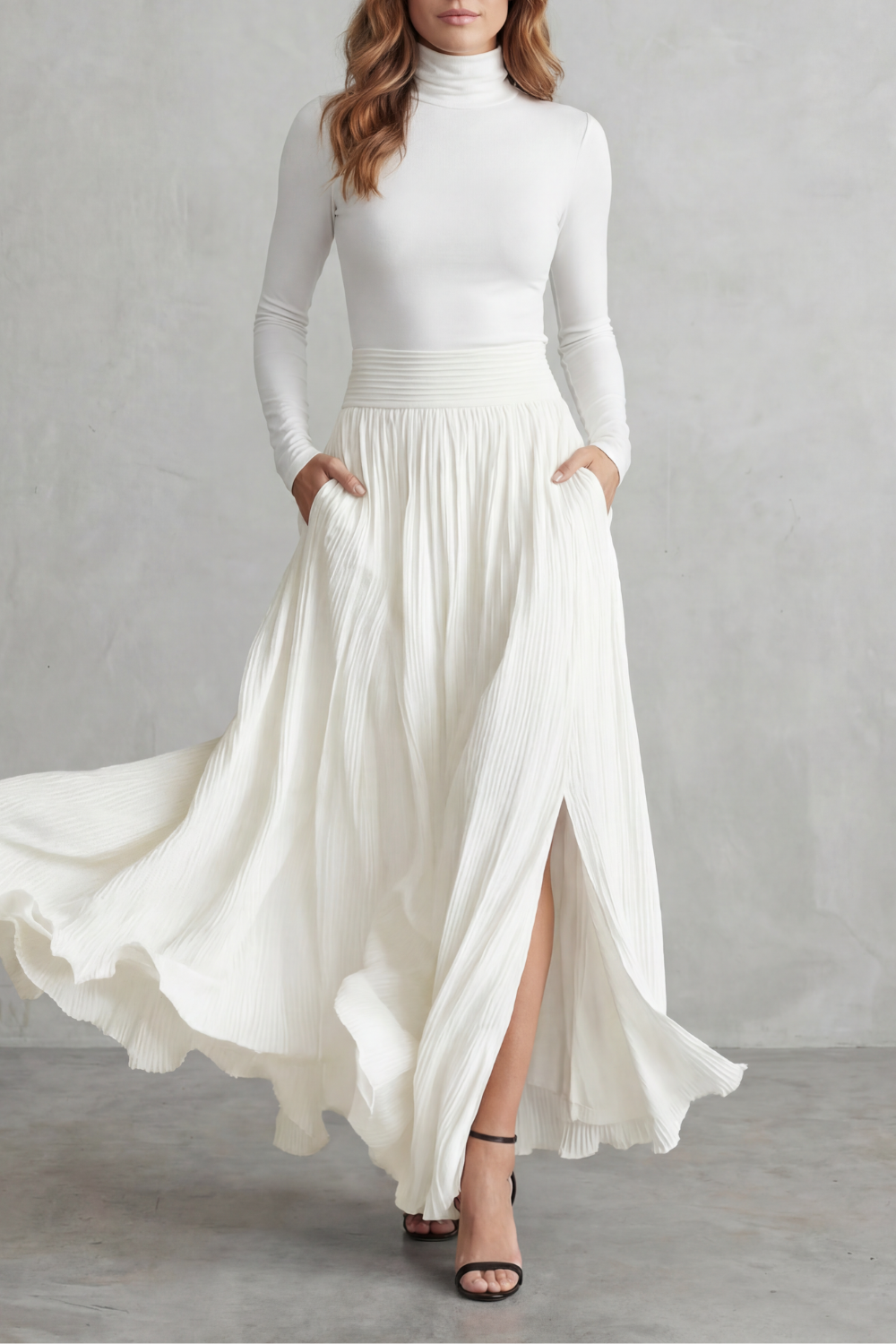 Neravelle – Pleated flow silhouette – Two-piece turtleneck set-10434809364823-OLVIA ROSE LONDON