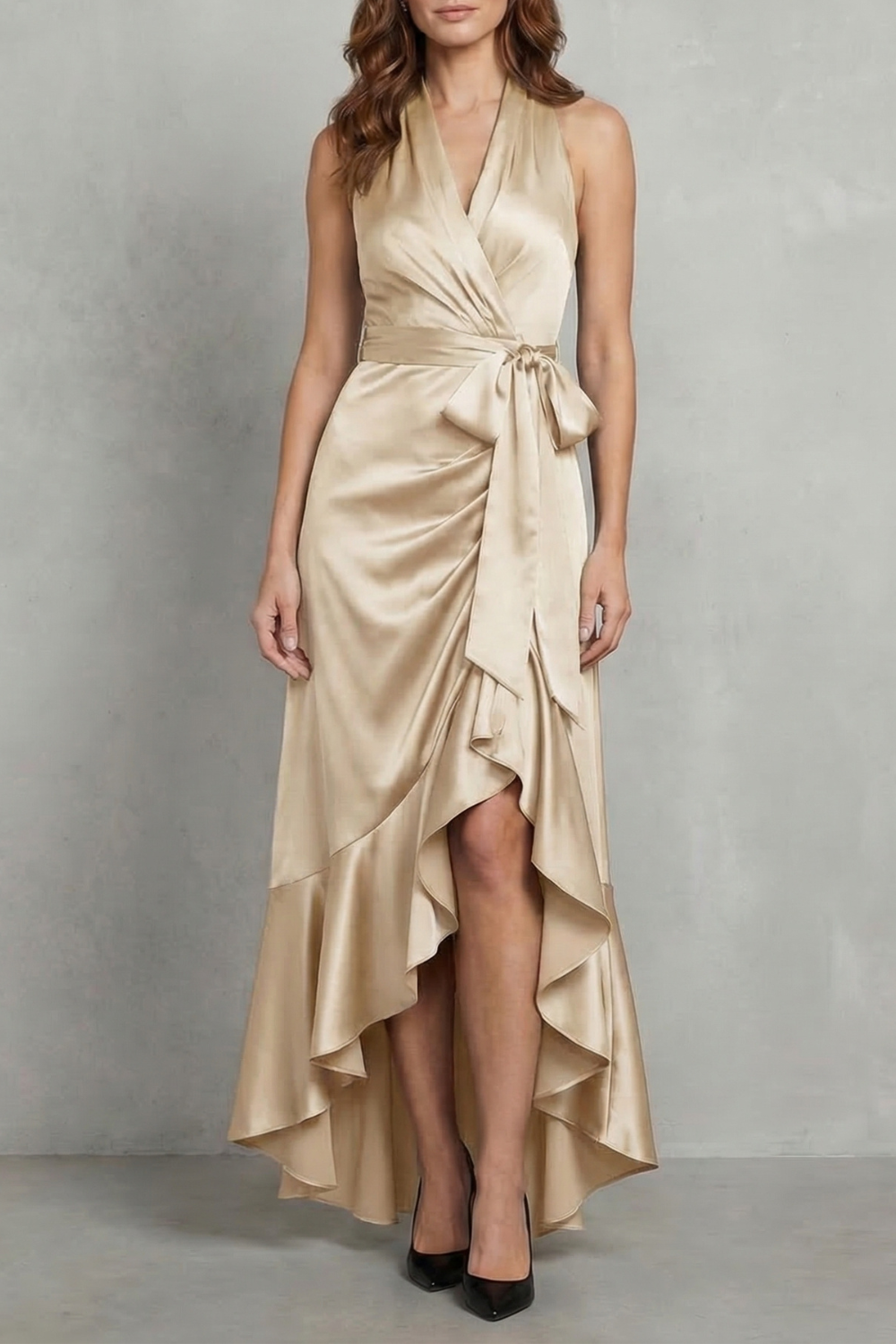 Noctavelle – Satin draped silhouette – Evening maxi dress-10627721003351-OLVIA ROSE LONDON